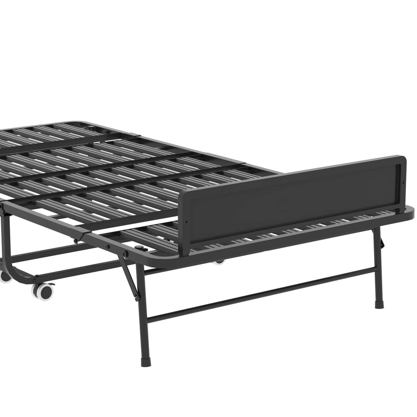 VIYET 75" Folding Rollaway Guest Bed with Adjustable Headboard, 5" Memory Foam Mattress, 450LBS Metal Frame Portable Twin Cot on Wheels