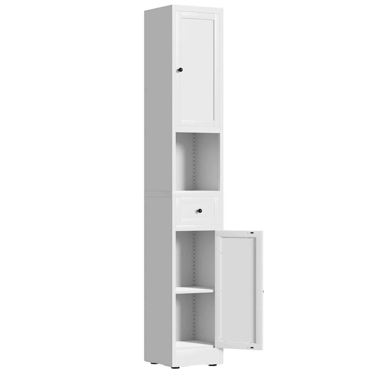 VIYET 71" Tall Bathroom Storage Cabinet, Narrow Metal Linen Cabinet with 2 Doors, Adjustable Shelves, Freestanding Storage Organizer