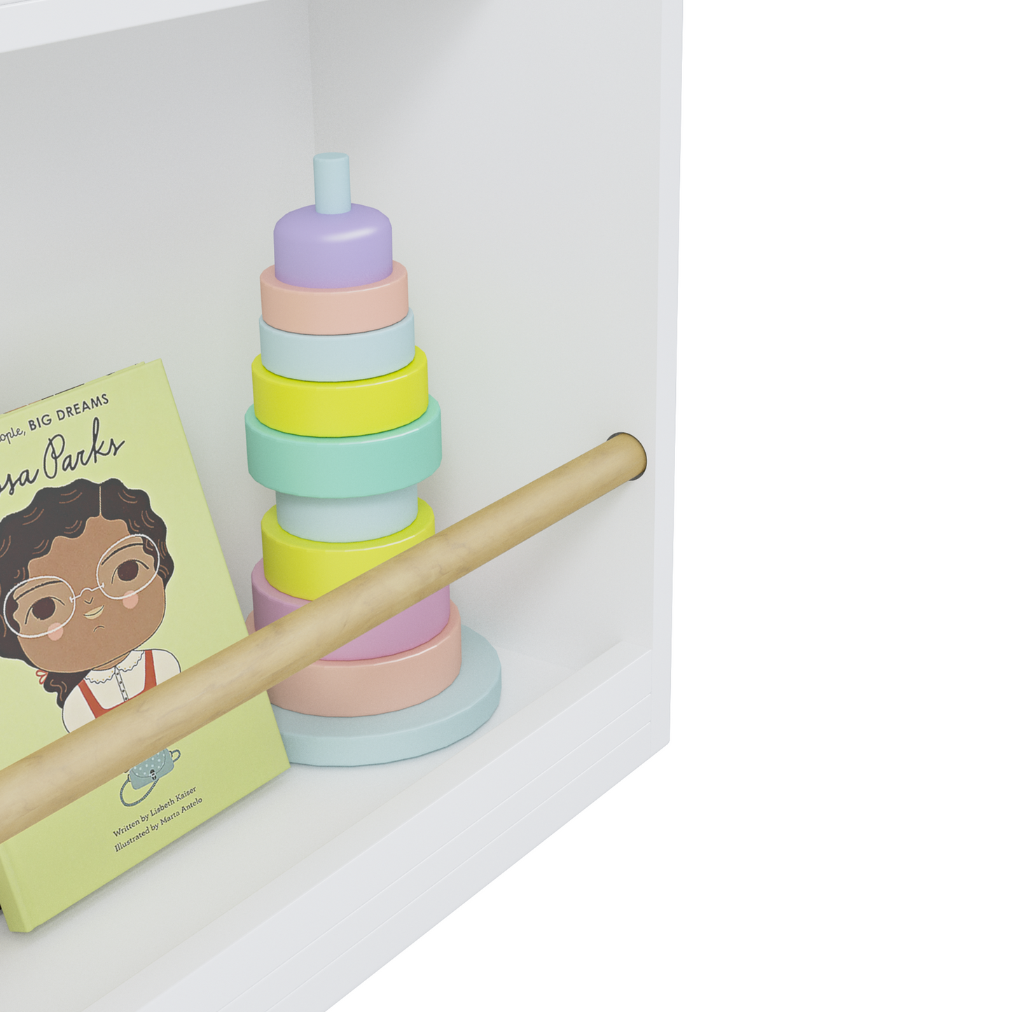 VIYET 3 Tier Kids Bookshelf, Front Facing Book Display Rack for Toddlers, Wooden Book Organizer for Bedroom, Playroom, Nursery and Classroom, White