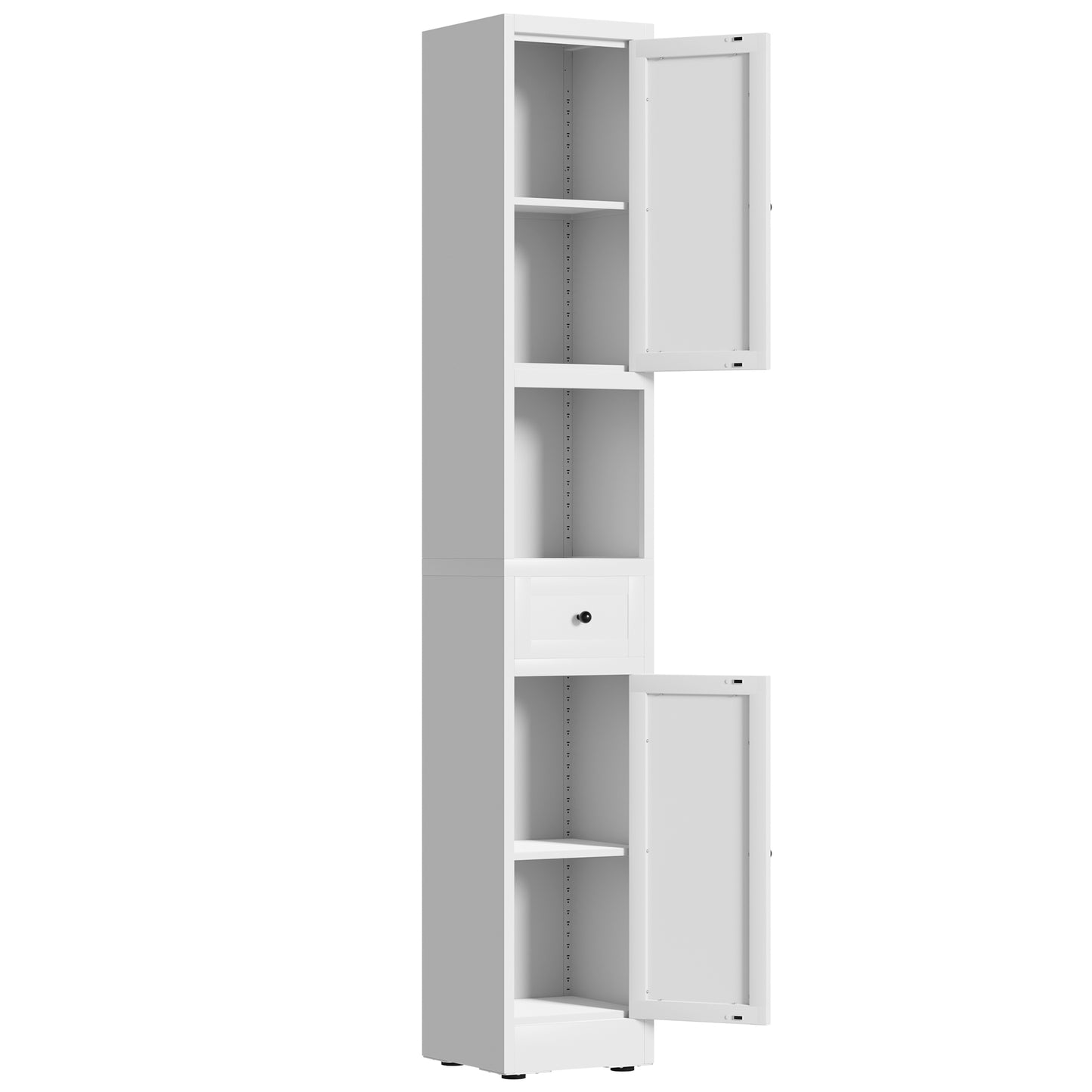 VIYET 71" Tall Bathroom Storage Cabinet, Narrow Metal Linen Cabinet with 2 Doors, Adjustable Shelves, Freestanding Storage Organizer