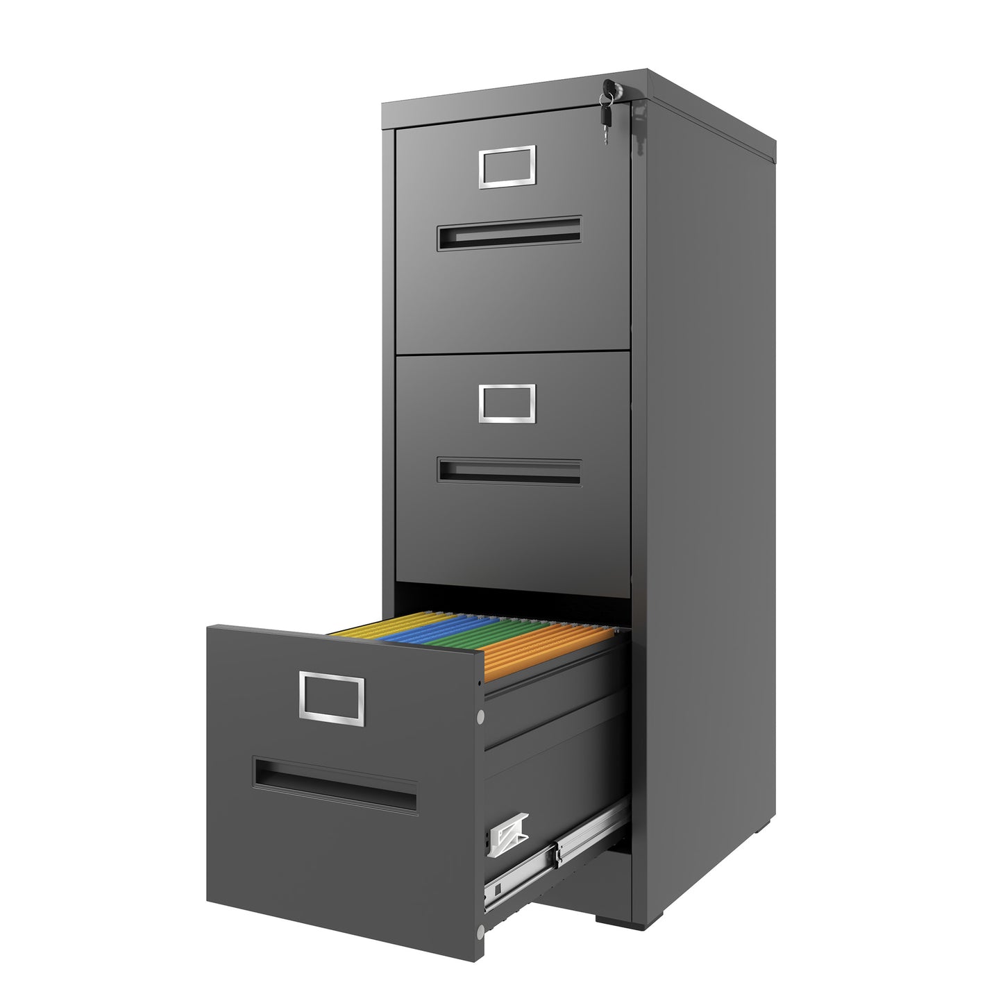 VIYET 40"H 3-Drawer Narrow Metal Vertical File Cabinet with Lock, Fits A4/Letter/Legal, Home Office Filing Steel Cabinet