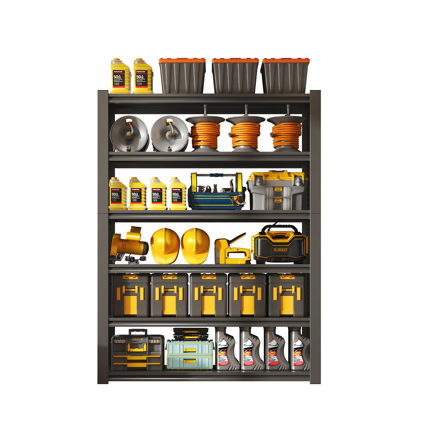 VIYET 82"H 6-Tier Heavy-Duty Metal Storage Shelves - 2400LBS Total (400LBS/Shelf), 48"W×18"D Adjustable, for Garage/Kitchen/Gym/Warehouse (Black+Gray)