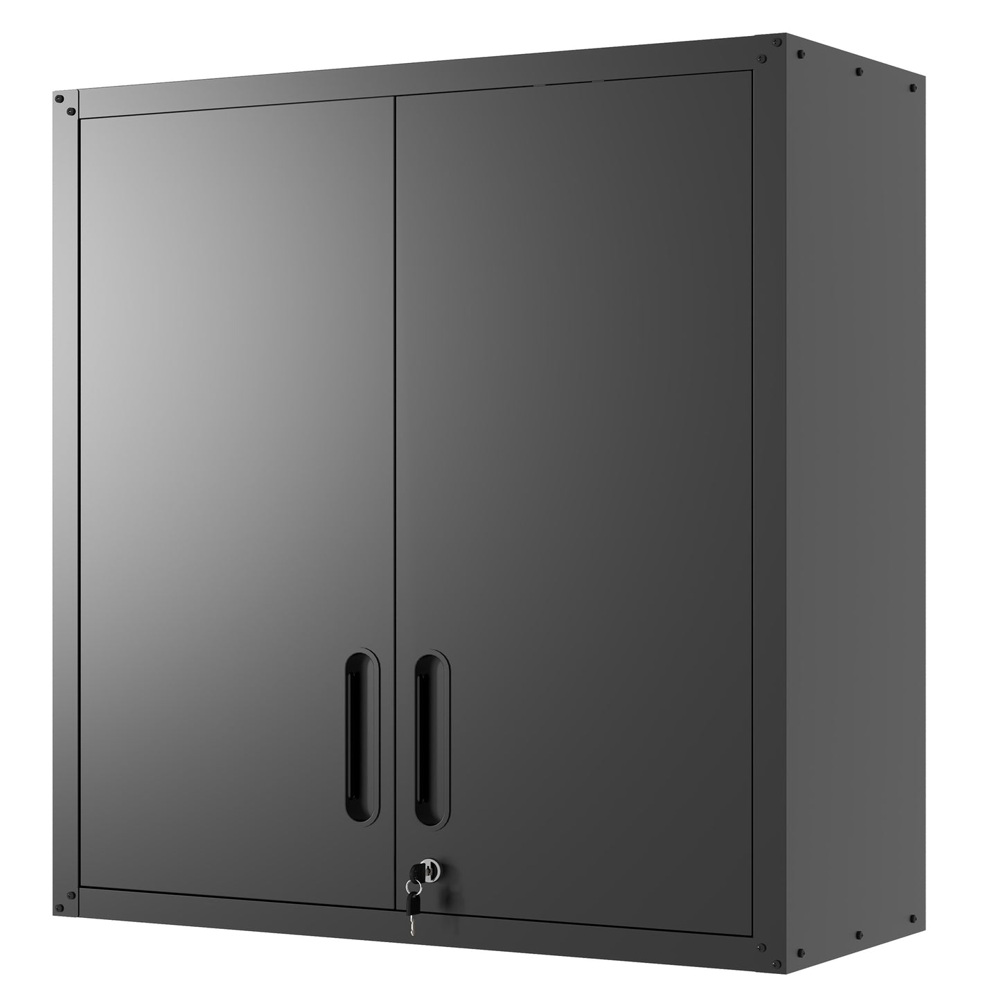 VIYET 30" Wall-Mounted Metal Tool Storage Cabinet - Heavy-Duty Steel Garage Cabinet with 2 Locking Doors & 1 Open Drawer, Space-Saving Black