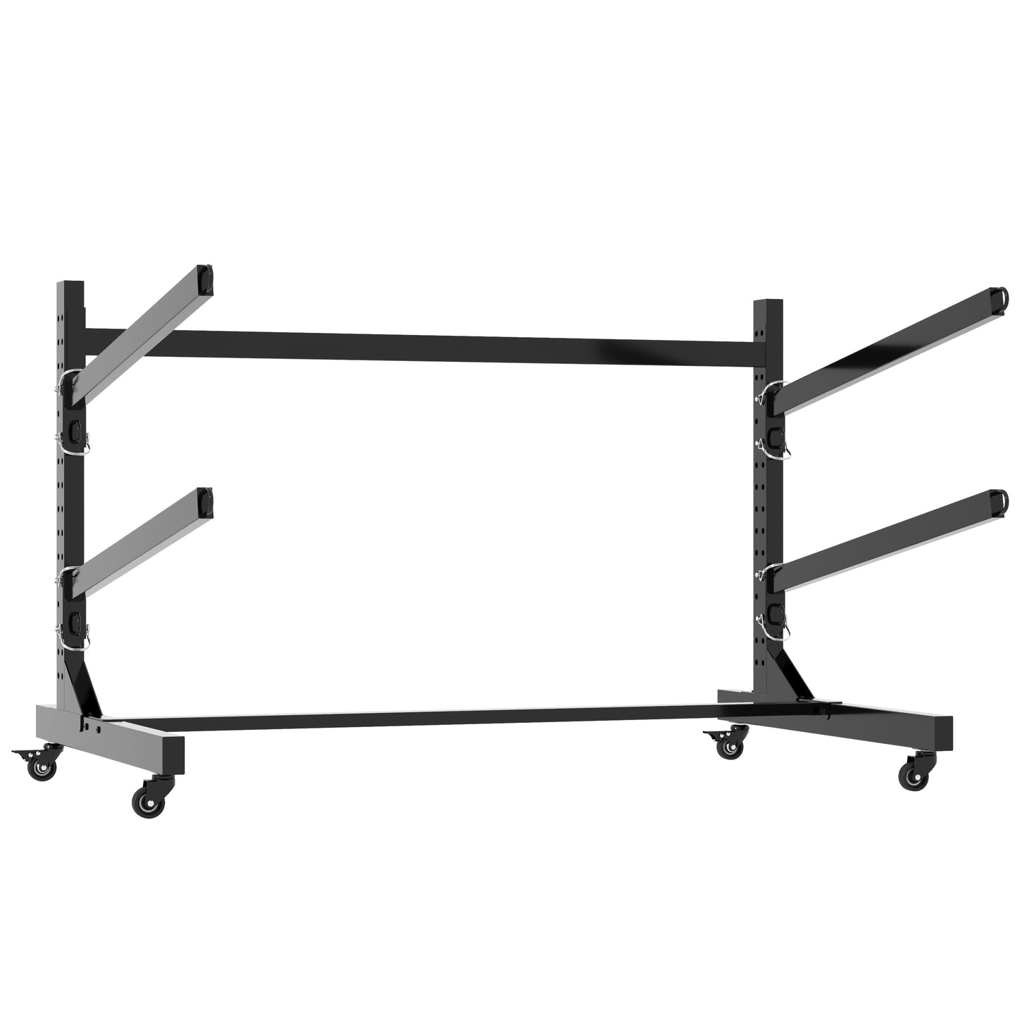 VIYET 27"H Freestanding Kayak Storage Rack, Heavy-Duty Adjustable Stand with Lockable Wheels, Holds 2 Kayaks/Canoe/SUP/Surfboard (Black)