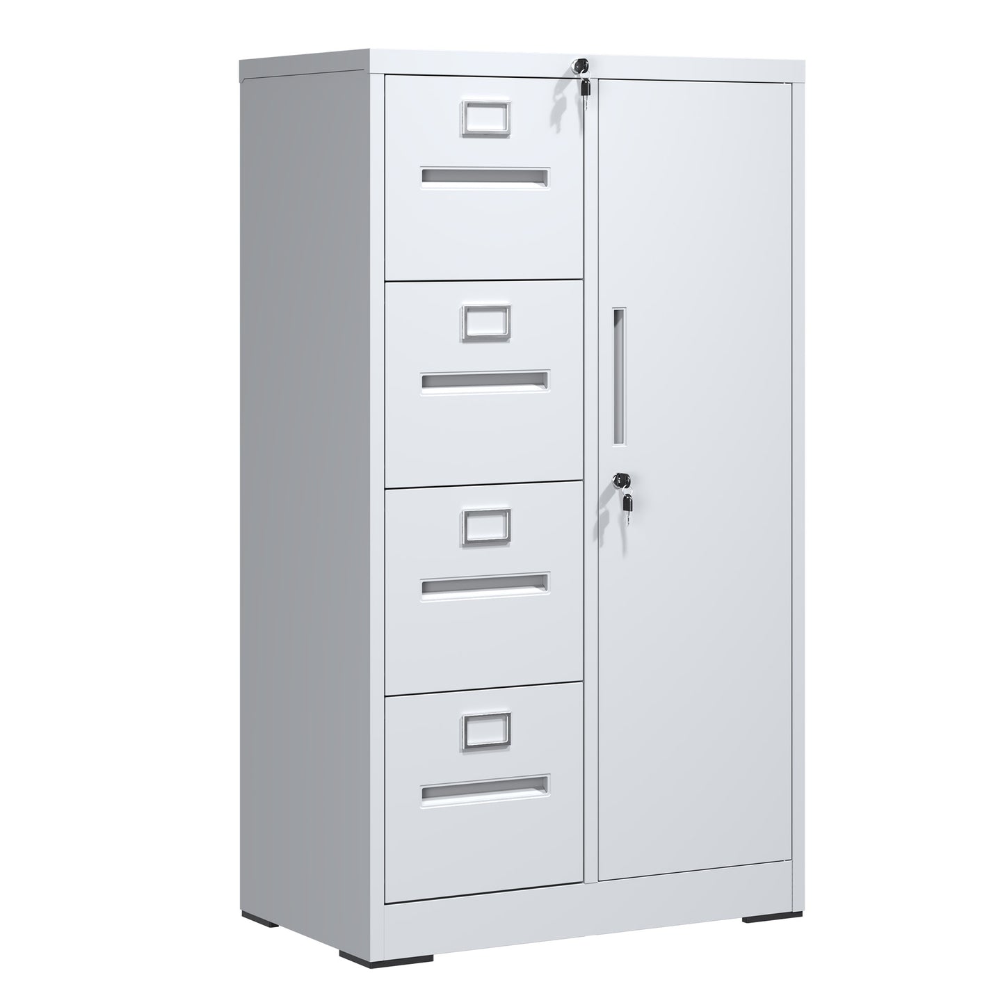 VIYET 4-Drawer Locking Metal File Cabinet, Vertical Filing Cabinet for Home Office Storage, White Steel Office Cabinet