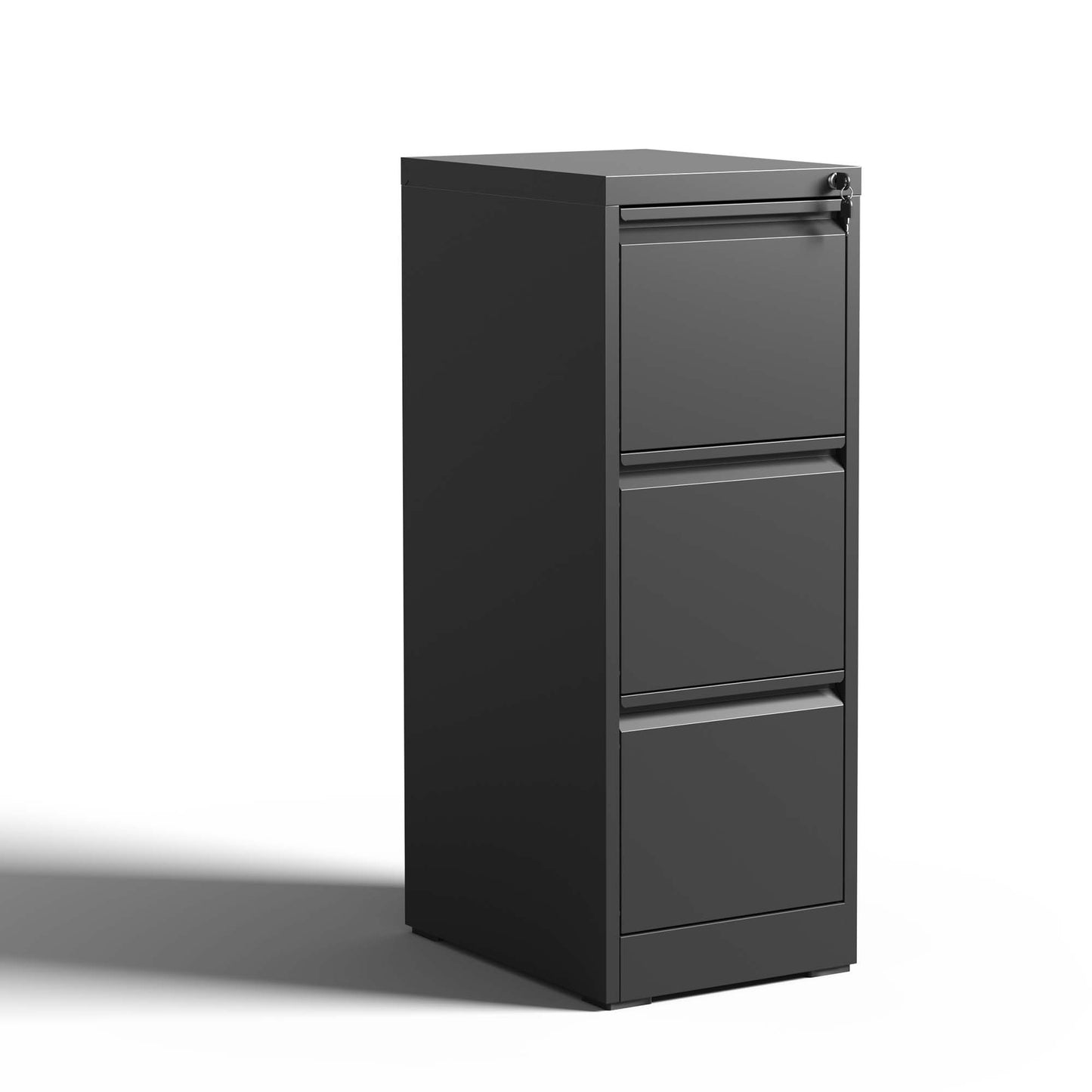 VIYET 40" Black Vertical 3-Drawer Metal File Cabinet with Lock, Tall Locking Filing Cabinet for Home Office, Fits Letter, Legal & A4 Files