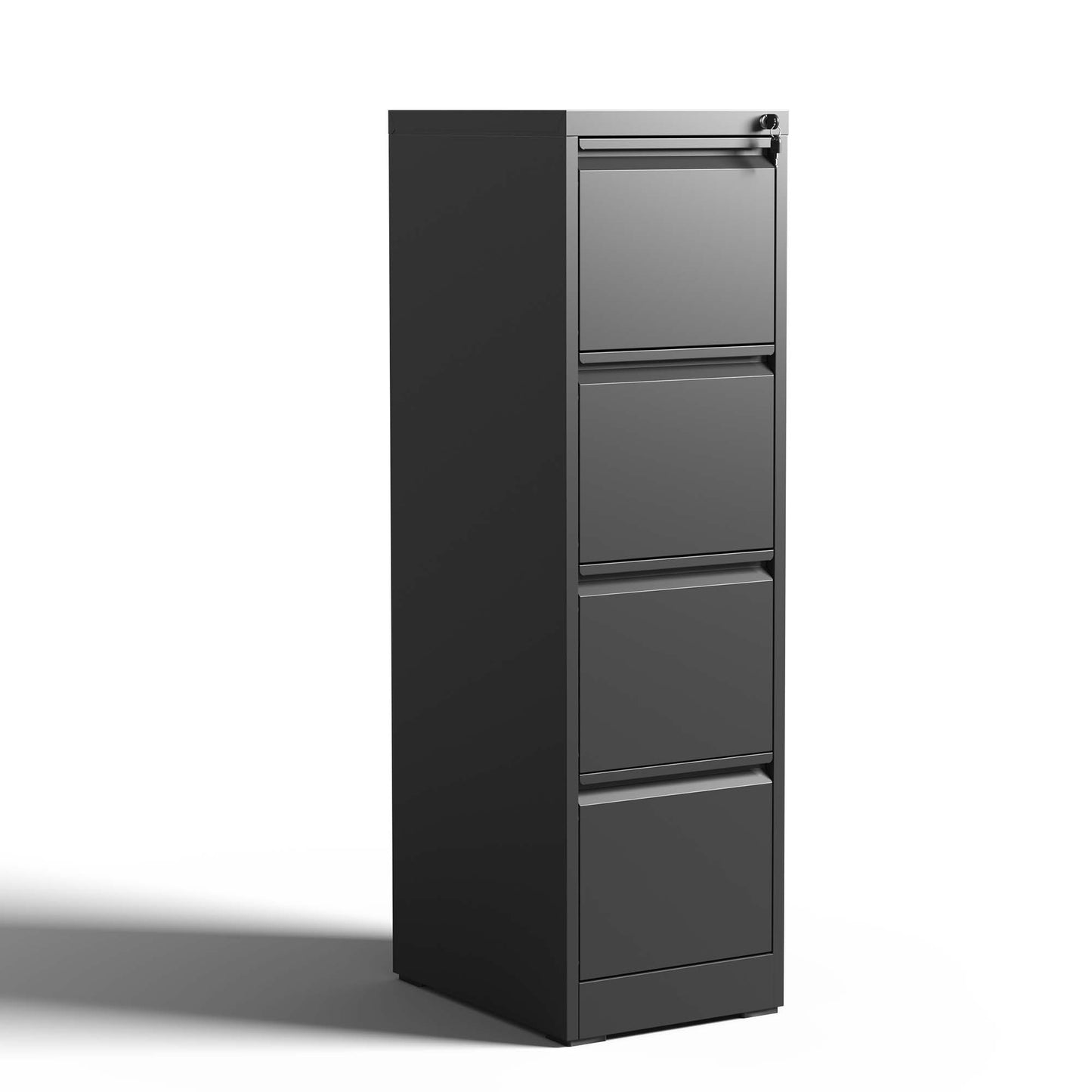 VIYET 52" Black Vertical 4-Drawer Metal File Cabinet with Lock, Tall Slim Locking Filing Cabinet for Home Office, Fits Letter, Legal & A4 Files