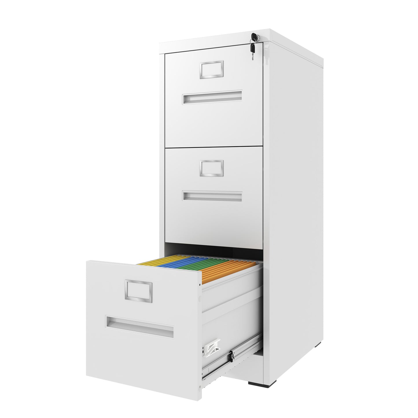 VIYET 40"H 3-Drawer Narrow Metal Vertical File Cabinet with Lock, Fits A4/Letter/Legal, Home Office Filing Steel Cabinet