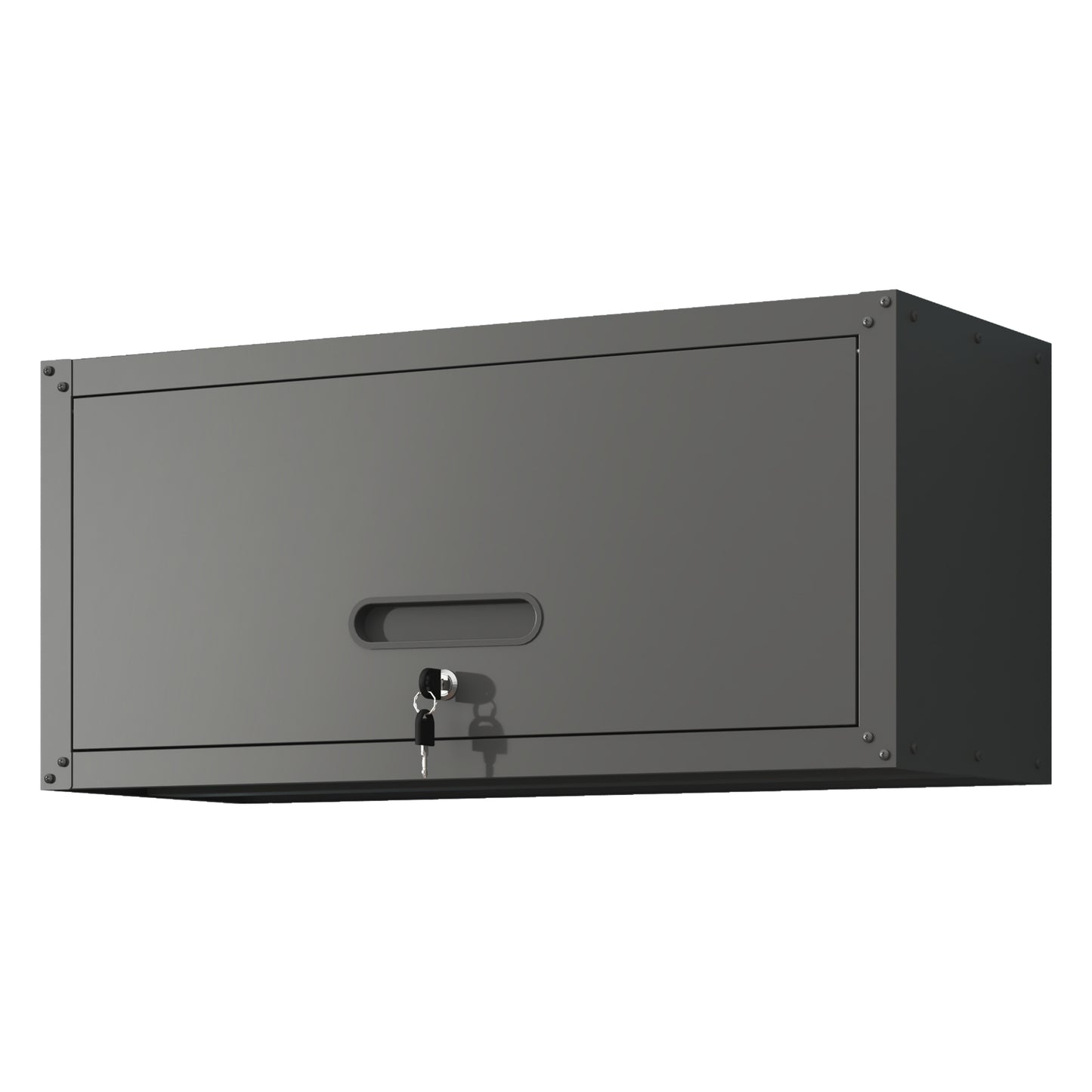 VIYET 13"H Heavy-Duty Wall-Mounted Metal Cabinet - Hydraulic Lift Door + Lock, Modern Black Storage for Garage/Workshop/Utility Room/Pantry