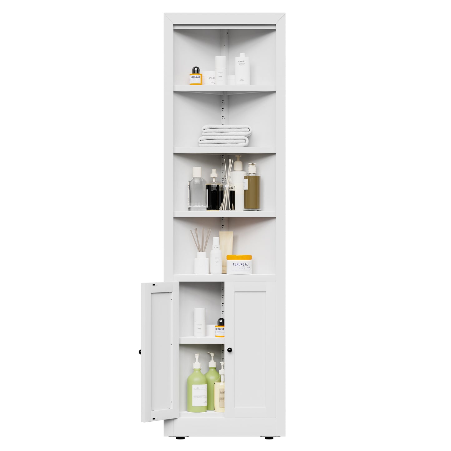 VIYET 71" Tall Corner Storage Cabinet, 5-Tier Metal Corner Cabinet with Adjustable Shelves, Freestanding Space-Saving Organizer