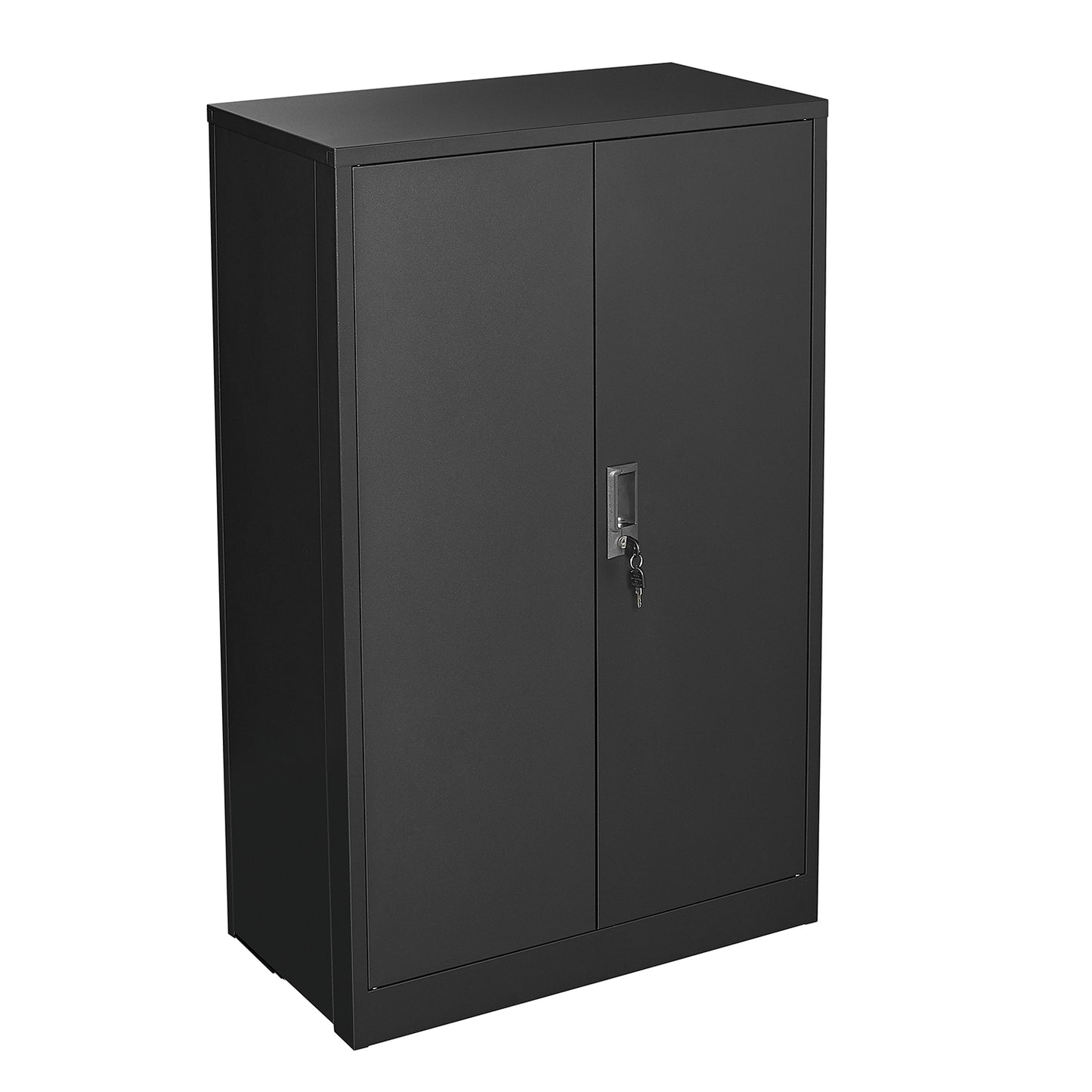VIYET 41.97"H Metal Folding Storage Cabinet, Filing Cabinet w/ Locking Doors & Adjustable Shelf, Black