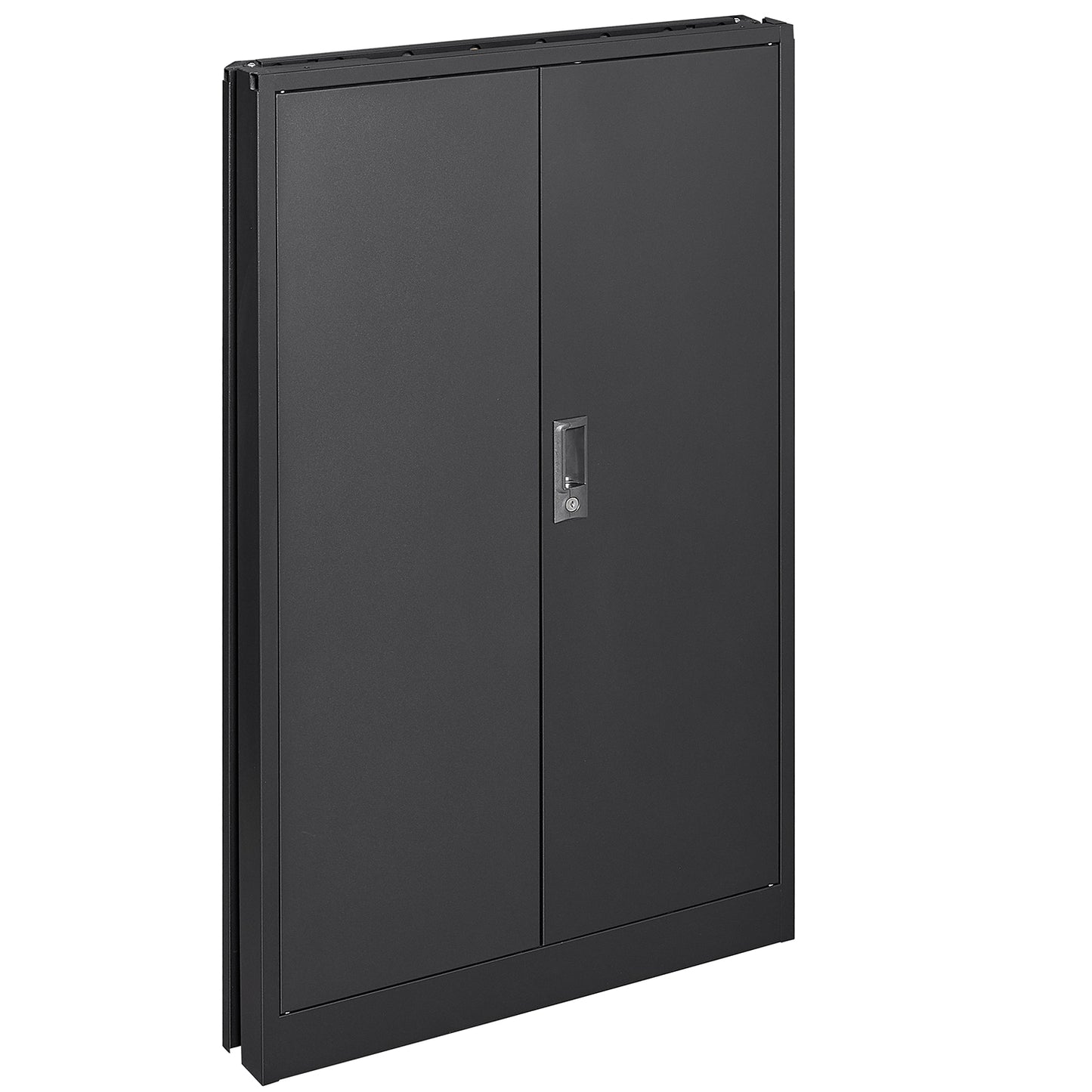 VIYET 41.97"H Metal Folding Storage Cabinet, Filing Cabinet w/ Locking Doors & Adjustable Shelf, Black