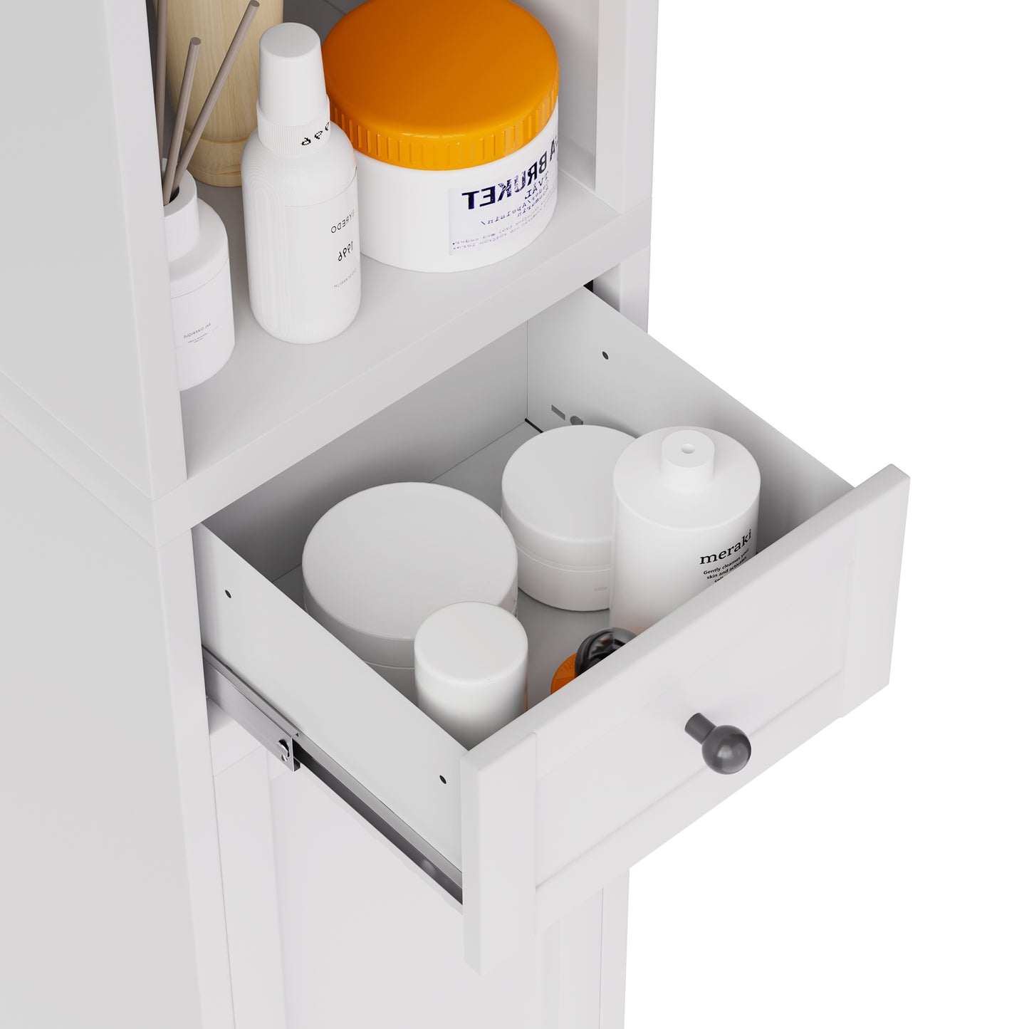VIYET 71" Tall Bathroom Storage Cabinet, Narrow Metal Linen Cabinet with 2 Doors, Adjustable Shelves, Freestanding Storage Organizer