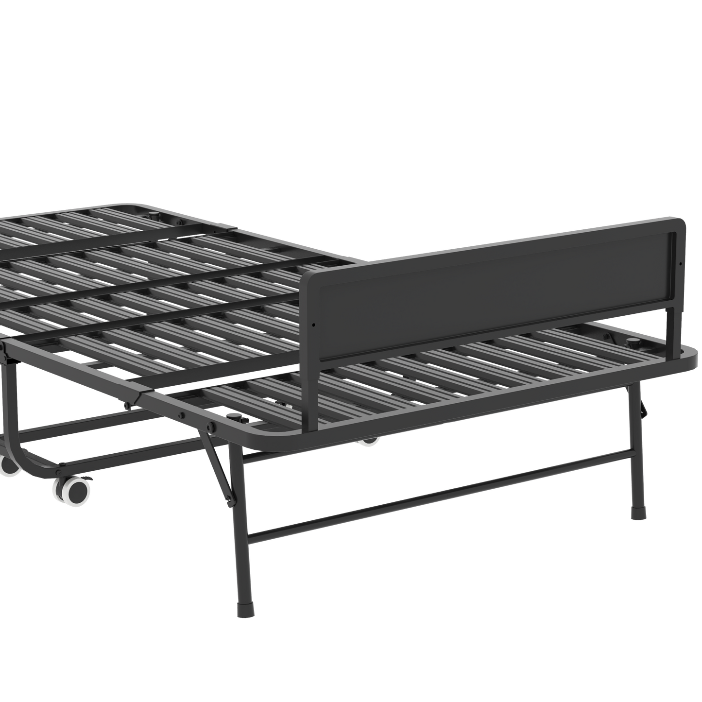 VIYET 75" Folding Rollaway Guest Bed with Adjustable Headboard, 5" Memory Foam Mattress, 450LBS Metal Frame Portable Twin Cot on Wheels