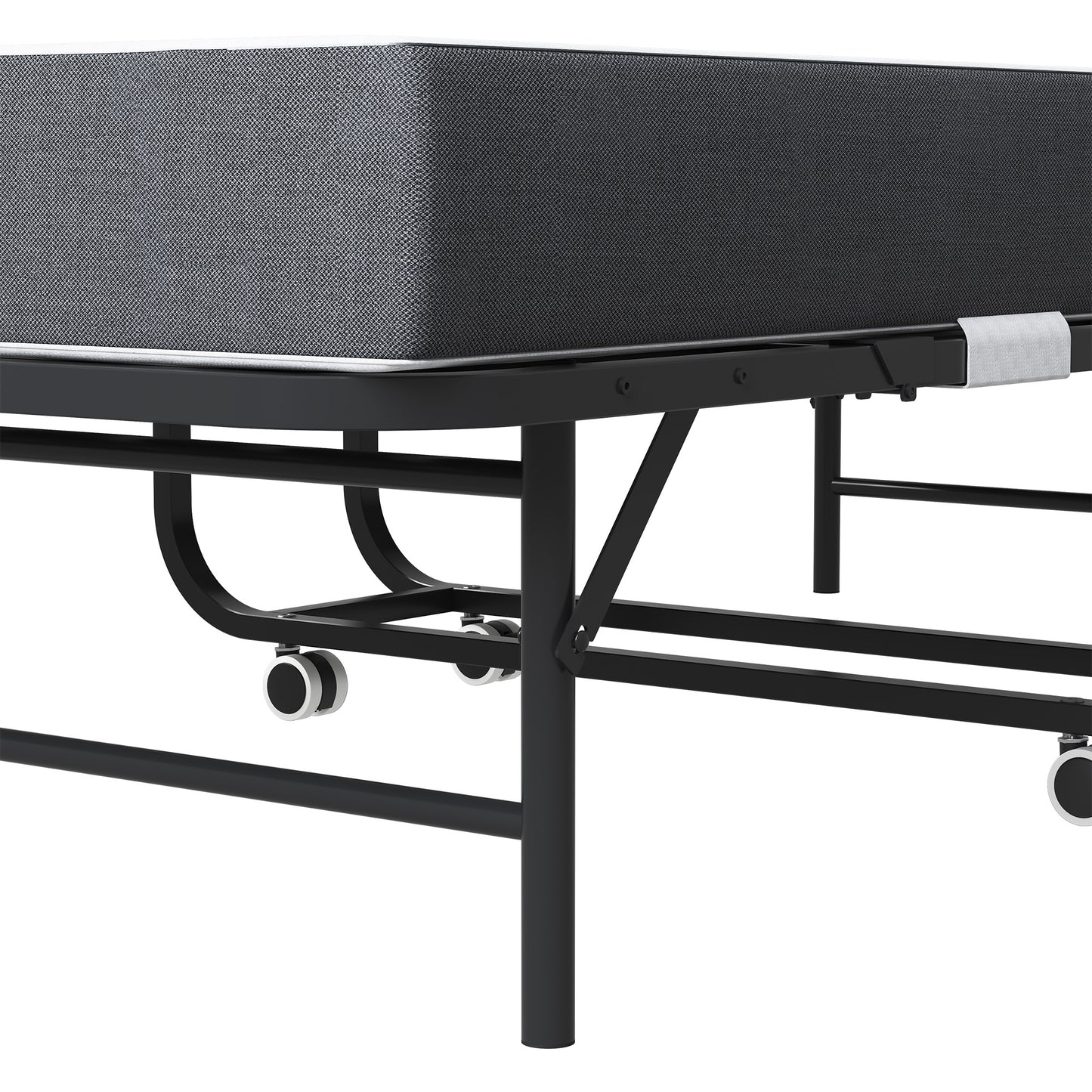 VIYET 75" Folding Rollaway Guest Bed with Adjustable Headboard, 5" Memory Foam Mattress, 450LBS Metal Frame Portable Twin Cot on Wheels