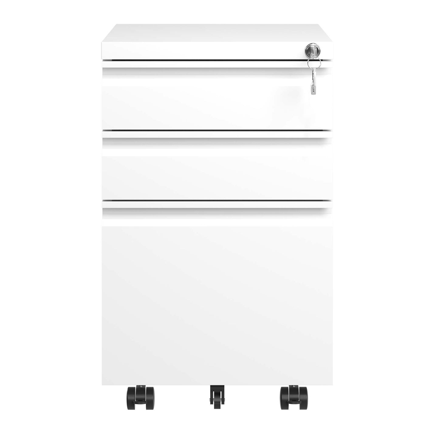 VIYET 3-Drawer Mobile File Cabinet with Lock, Rolling Metal Filing Cabinet for Home Office, Fits Letter, Legal & A4 Files, White
