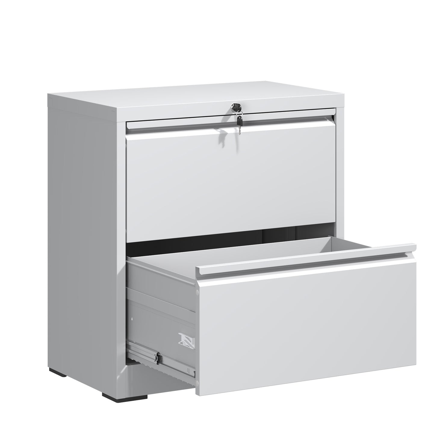 VIYET White 2 Drawer Lateral File Cabinet with Lock, Steel Filing Cabinet for Home Office, Fits Letter, Legal & A4 Files
