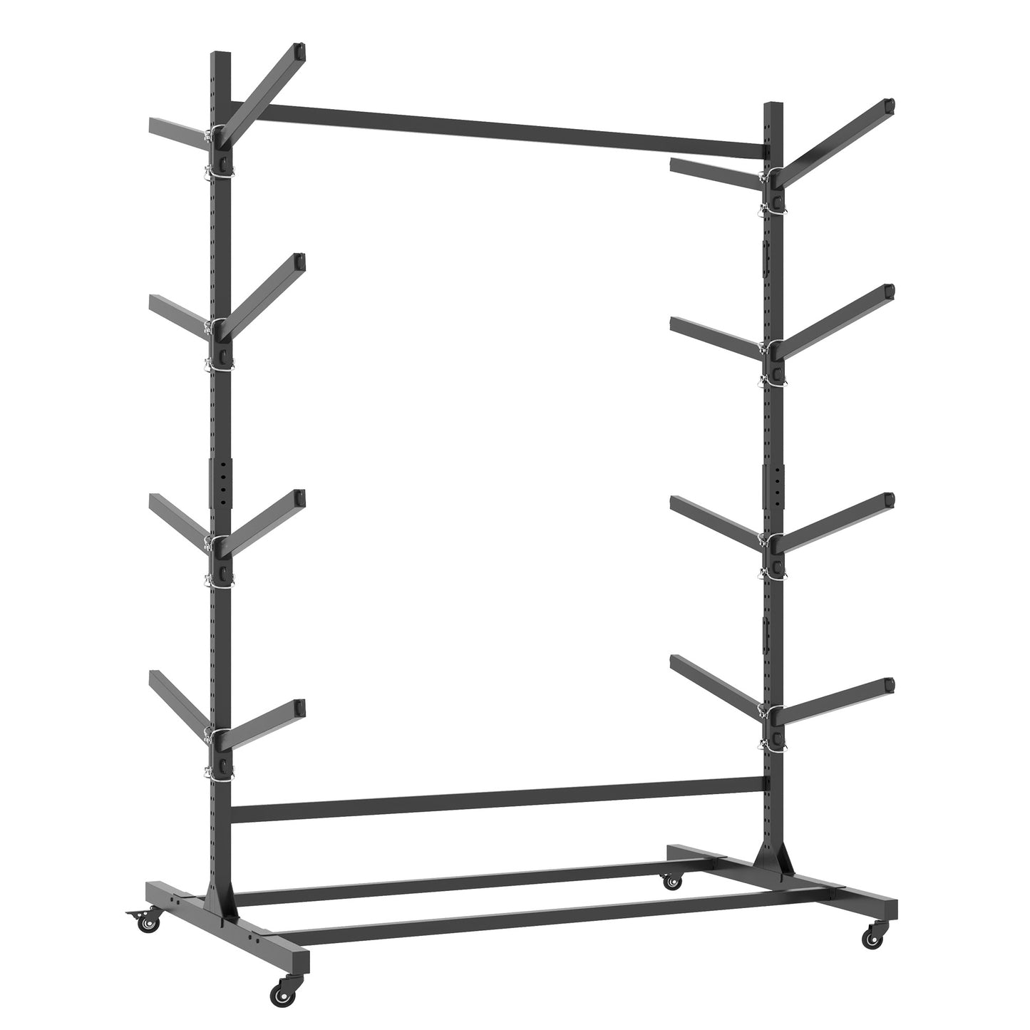 VIYET 80"H 8-Kayak Heavy-Duty Freestanding Storage Rack,Adjustable Metal Stand with Wheels,800LBS Capacity for Garage/Indoor/Outdoor(Black)