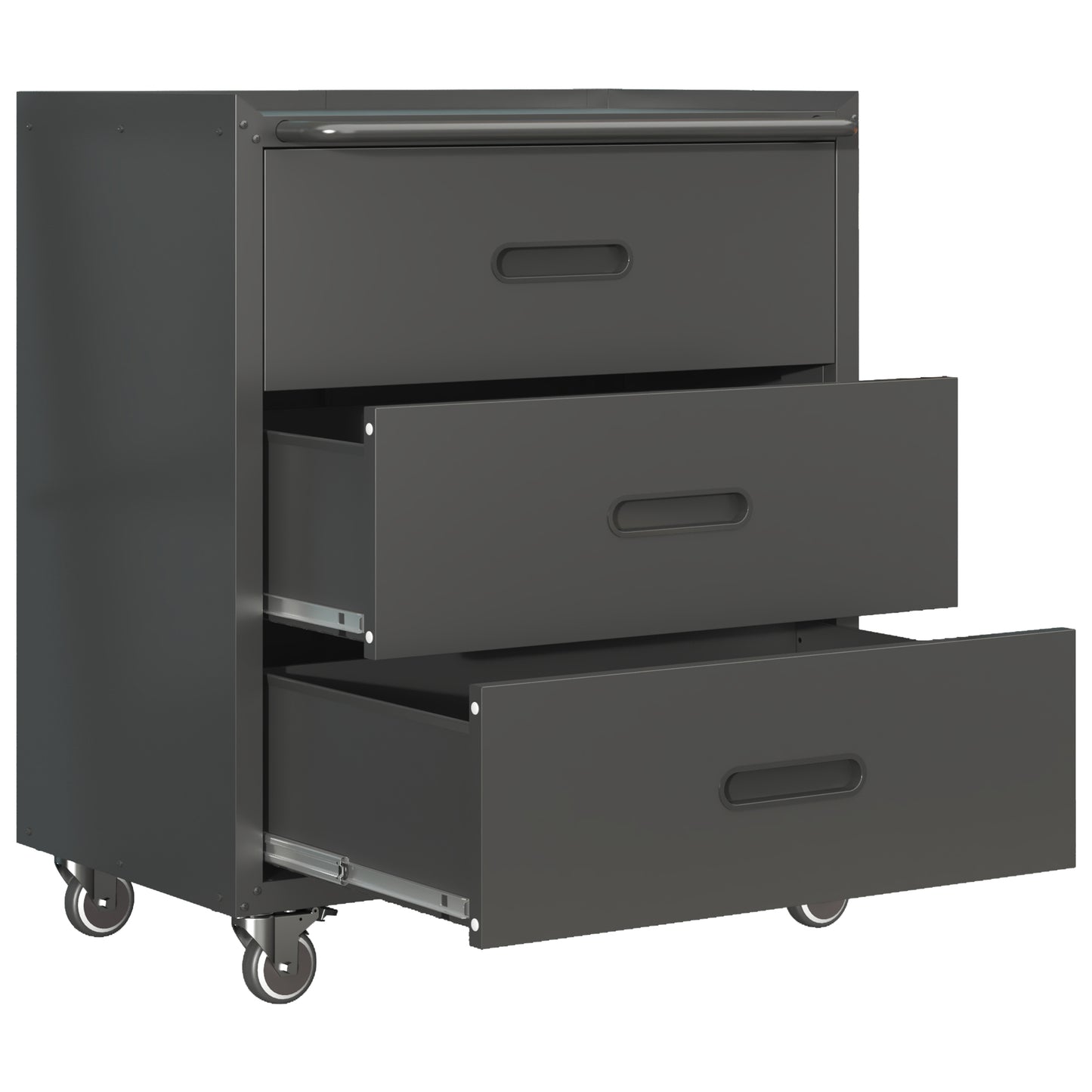 VIYET 35"H 3-Drawer Heavy-Duty Steel Storage Cabinet with Lockable Wheels, 200LBS Capacity for Garage/Office/Home Organizer (Black)