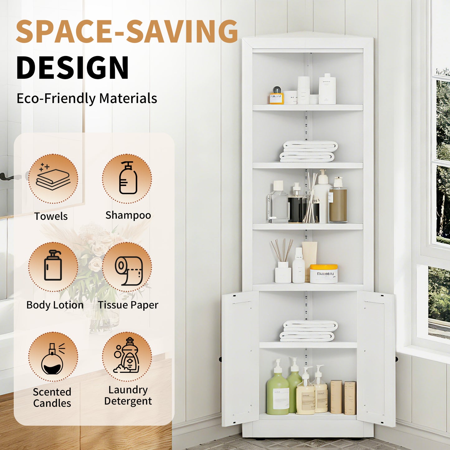 VIYET 71" Tall Corner Storage Cabinet, 5-Tier Metal Corner Cabinet with Adjustable Shelves, Freestanding Space-Saving Organizer