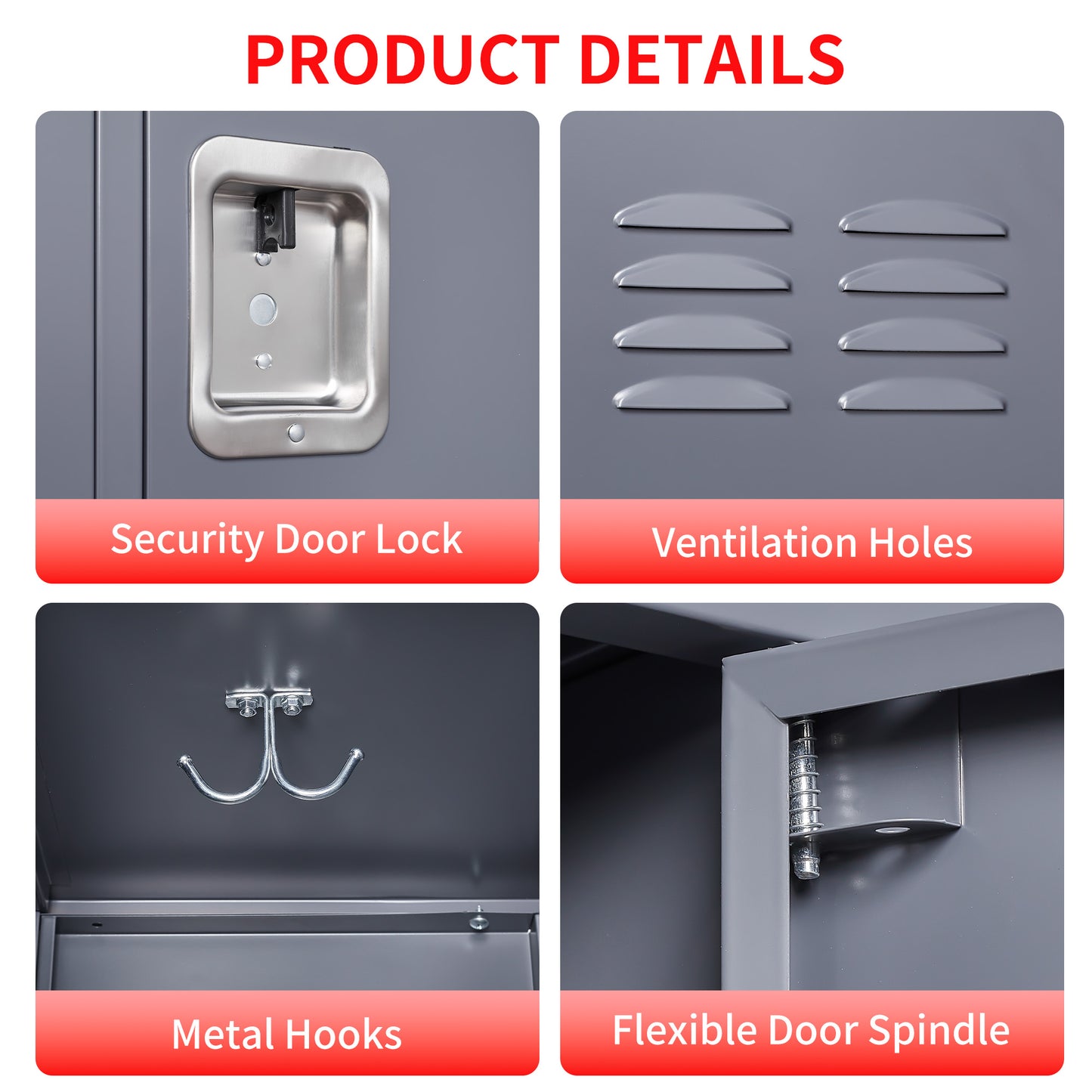 VIYET 72" Metal Storage Locker, 9 Door Lockable Employee Locker Cabinet, Freestanding Steel Locker for School, Office, Gym & Garage, Gray