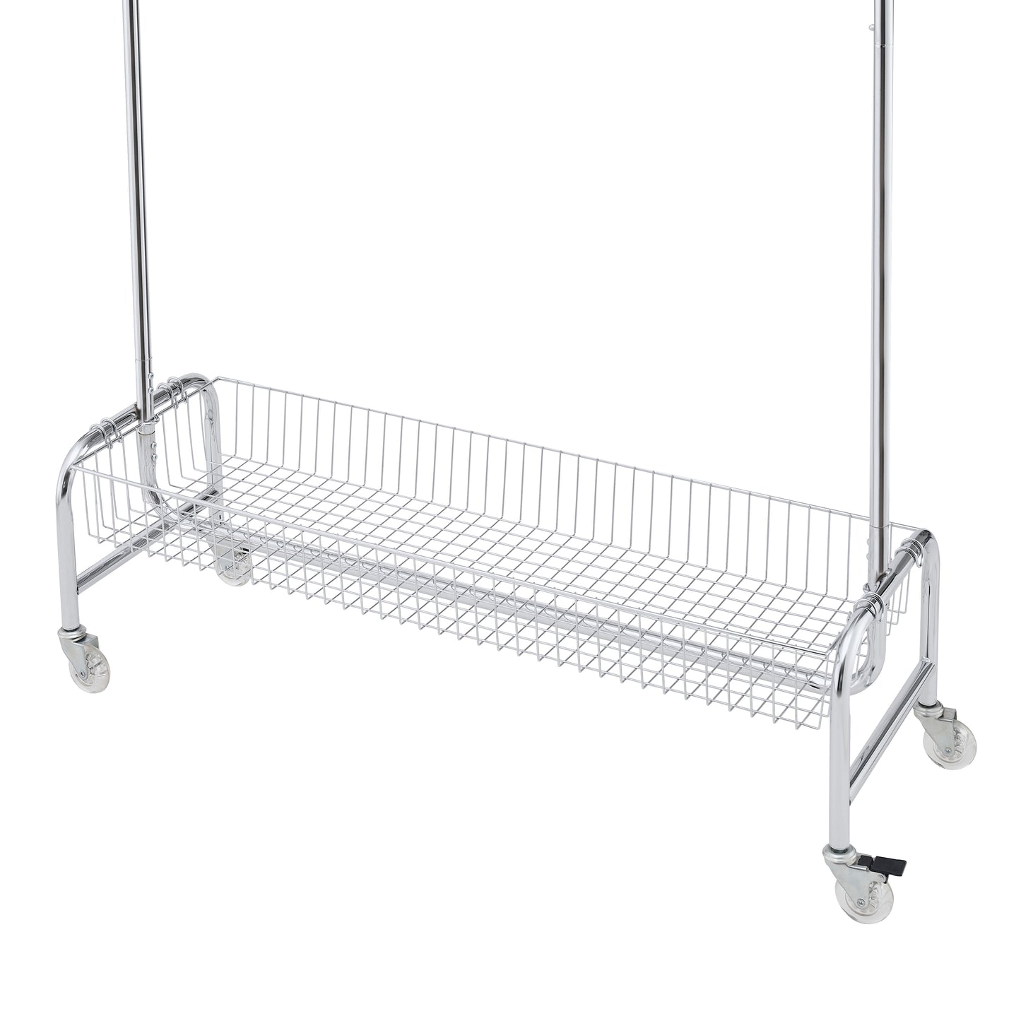 VIYET 67" 800LBS Garment Rack with Storage Basket, Heavy-Duty Iron Rolling Clothes Rack (2 PCS/Carton, Collapsible Portable Hanger)