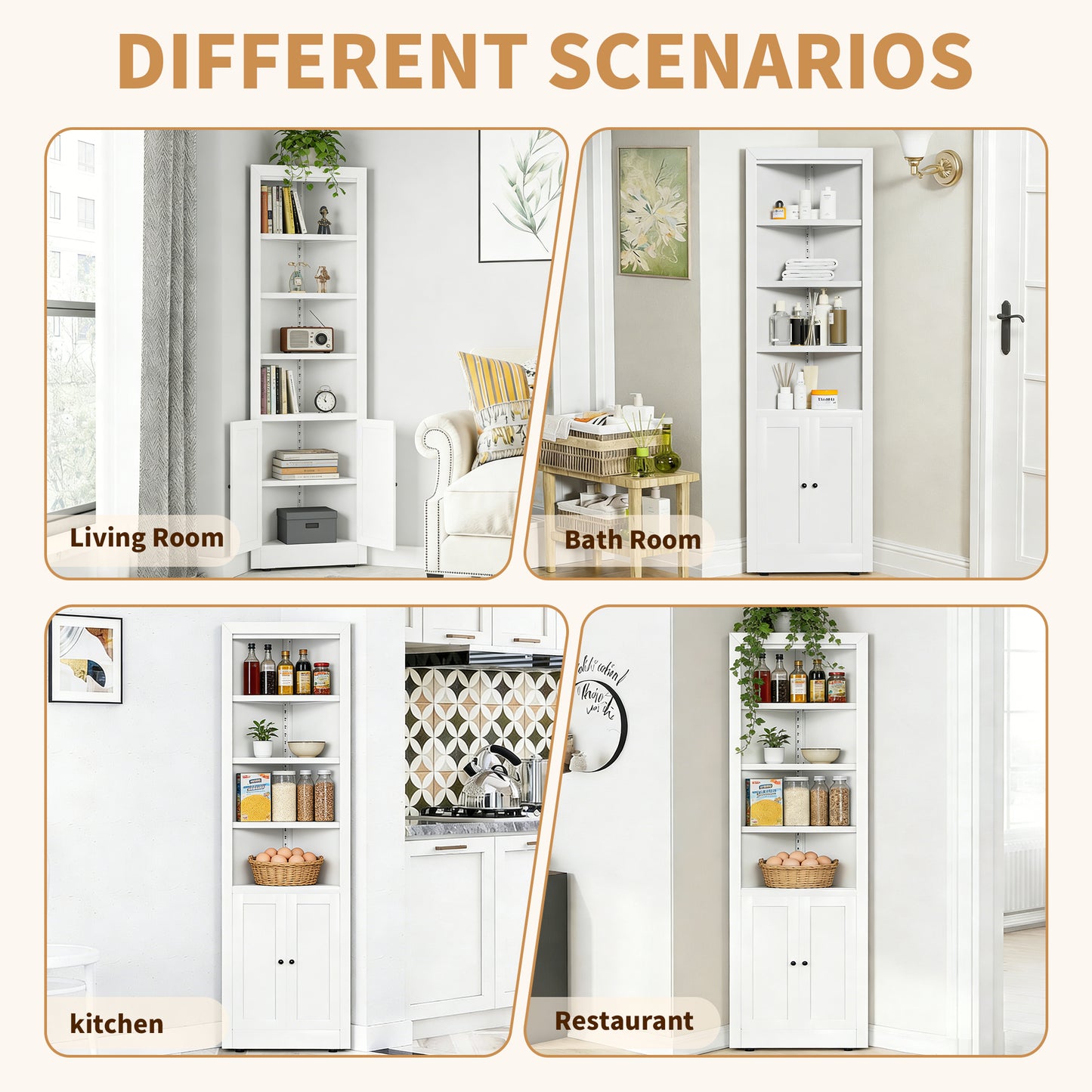 VIYET 71" Tall Corner Storage Cabinet, 5-Tier Metal Corner Cabinet with Adjustable Shelves, Freestanding Space-Saving Organizer