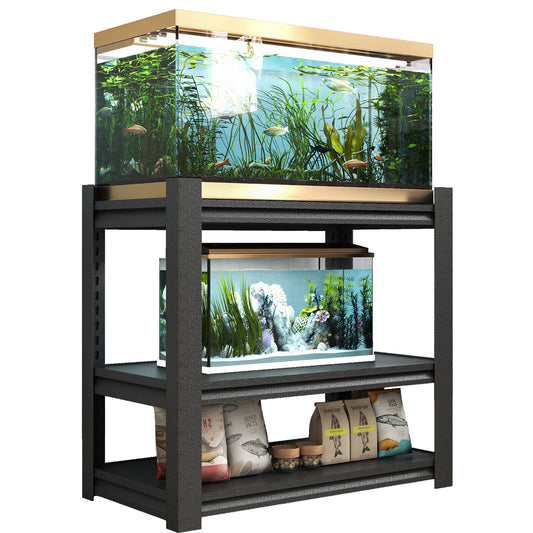 VIYET 20-30 Gallon Aquarium Stand, Heavy Duty Metal Fish Tank Stand with Storage Shelf, Adjustable 3-Tier Rack for Fish & Reptile Tanks