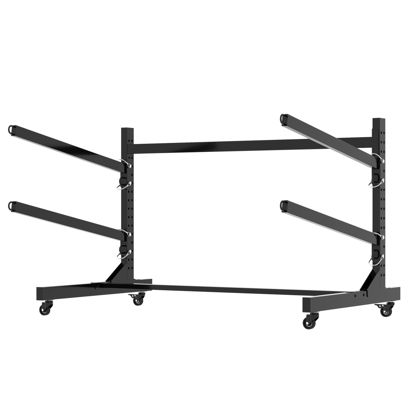 VIYET 27"H Freestanding Kayak Storage Rack, Heavy-Duty Adjustable Stand with Lockable Wheels, Holds 2 Kayaks/Canoe/SUP/Surfboard (Black)