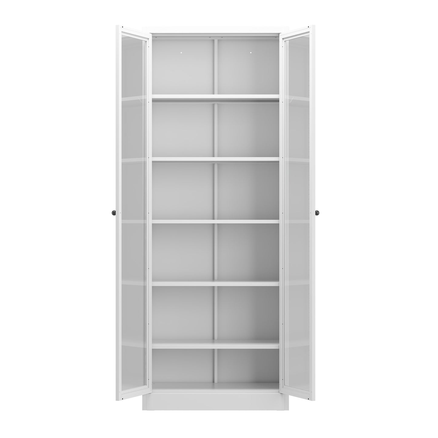 VIYET 72"H Heavy-Duty Metal Kitchen Pantry Cabinet,5 Adjustable Shelves+Glass Doors,80LBS/Shelf Freestanding for Kitchen/Pantry/Bathroom(White)