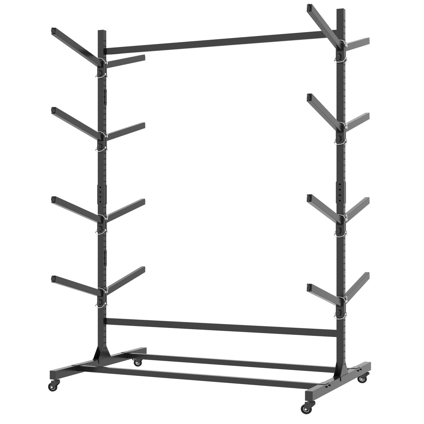 VIYET 80"H 8-Kayak Heavy-Duty Freestanding Storage Rack,Adjustable Metal Stand with Wheels,800LBS Capacity for Garage/Indoor/Outdoor(Black)
