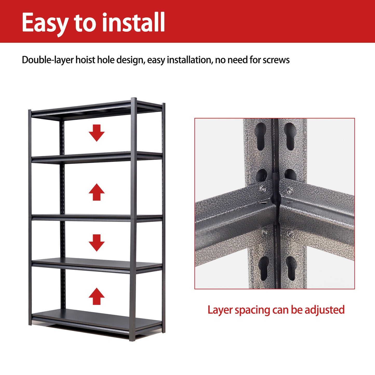 VIYET 78" 5-Tier Extra Wide Heavy-Duty Metal Storage Shelves - 2000lbs Capacity Adjustable Shelving for Garage, Warehouse & Gym, Black