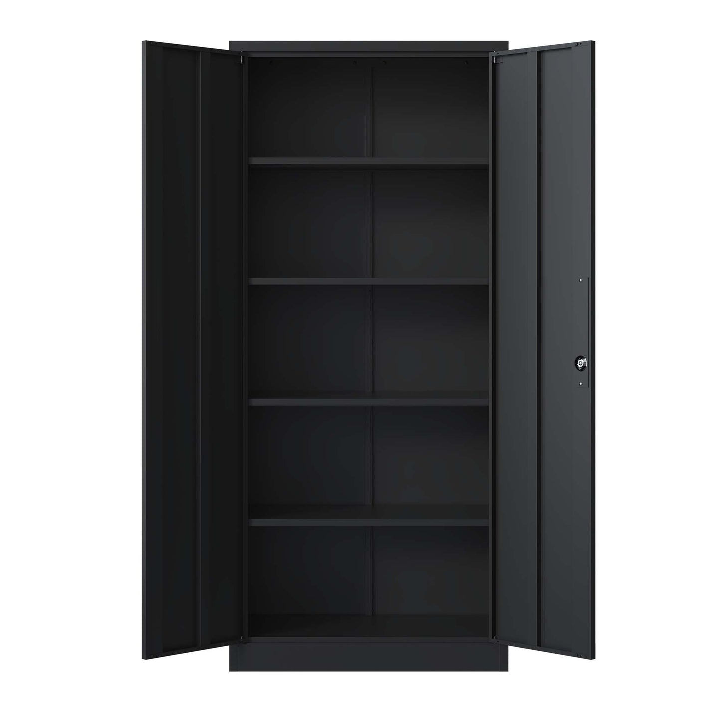 VIYET 72"H Metal Garage Storage Cabinet, Black Lockable Steel Cabinet with 4 Adjustable Shelves & Doors for Home Office Pantry Classroom