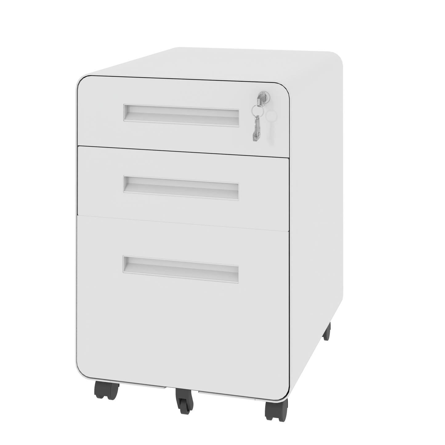 VIYET 3 Drawer Mobile File Cabinet with Lock, Fully Assembled Steel Filing Cabinet on Wheels, Holds A4 & Letter Files, 110 lb Capacity per Drawer