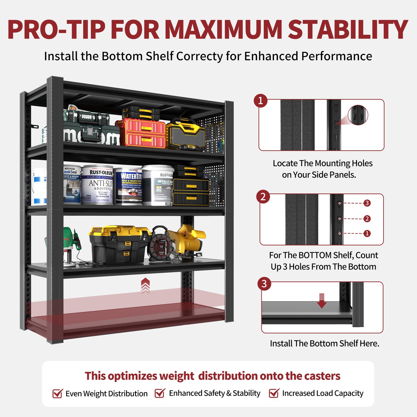 VIYET 72"H 5-Tier Adjustable Metal Shelving with Pegboard, 2000LBS Heavy-Duty Storage Rack for Garage Kitchen Office