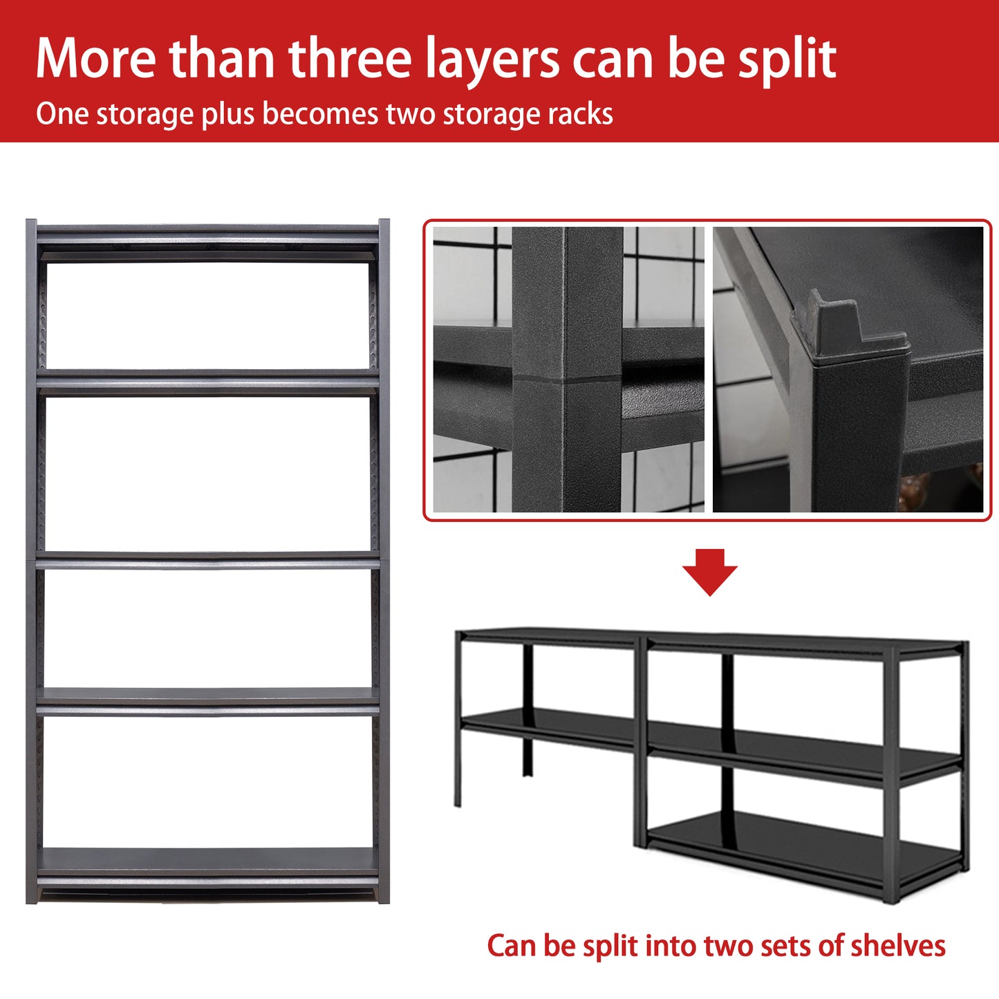 VIYET 78" 5-Tier Extra Wide Heavy-Duty Metal Storage Shelves - 2000lbs Capacity Adjustable Shelving for Garage, Warehouse & Gym, Black