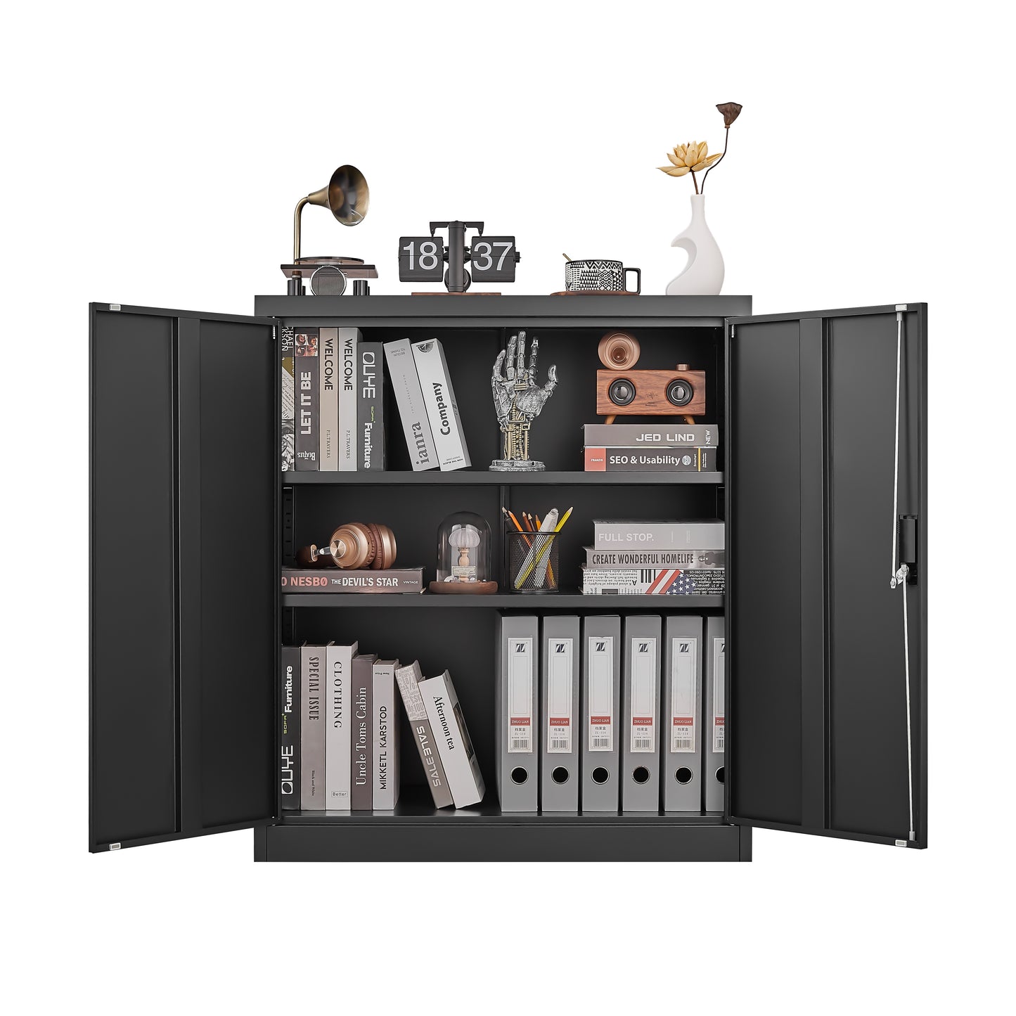 VIYET 36"H Storage Locker File Organizer, Steel Cabinet w/ Door Locks & 2 Adjustable Shelves, Multi-Scene Use
