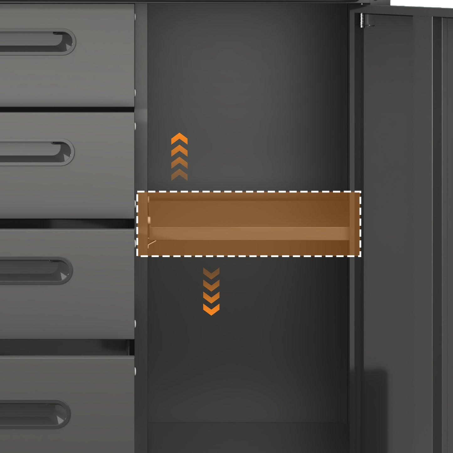 VIYET 35"H Heavy-Duty Mobile Steel Tool Cabinet, Categorized Drawers, Lockable Adjustable Shelf, 360° Casters, Black+Gray, Garage/Home/Office/Workshop