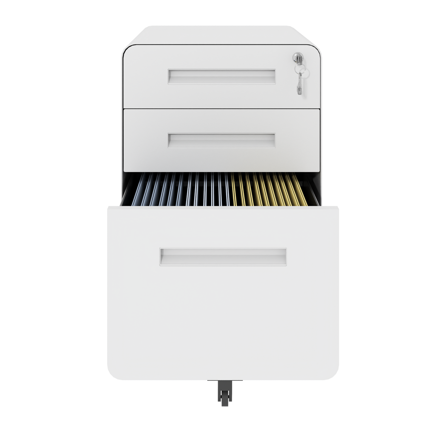 VIYET 3 Drawer Mobile File Cabinet with Lock, Fully Assembled Steel Filing Cabinet on Wheels, Holds A4 & Letter Files, 110 lb Capacity per Drawer