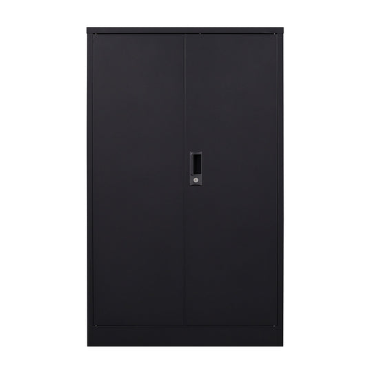 VIYET 41.97"H Metal Folding Storage Cabinet, Filing Cabinet w/ Locking Doors & Adjustable Shelf, Black