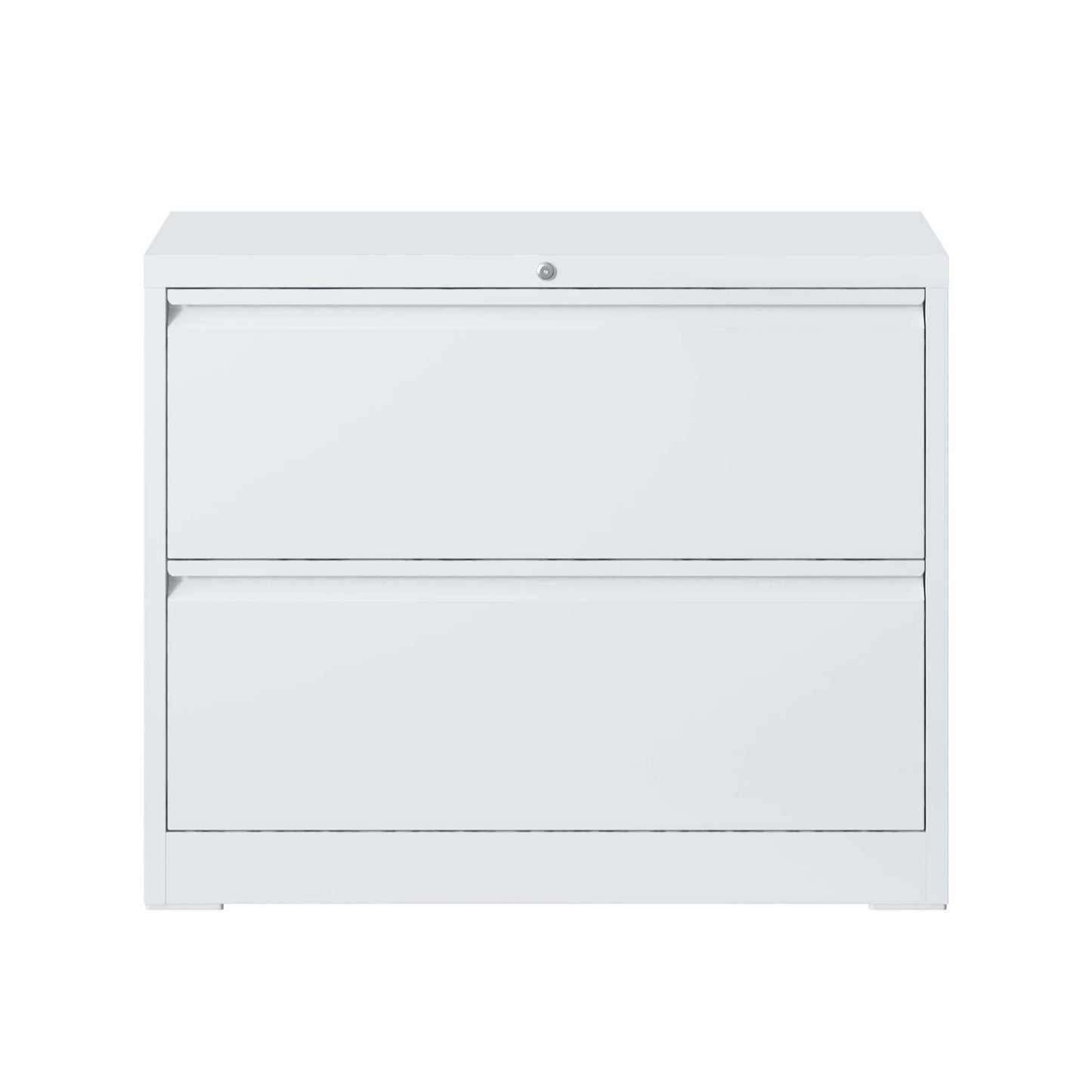 VIYET White Tall Lateral File Cabinet with Lock, 2 Drawer Large Capacity Steel Filing Cabinet for Home Office, Fits Letter, Legal & A4 Files