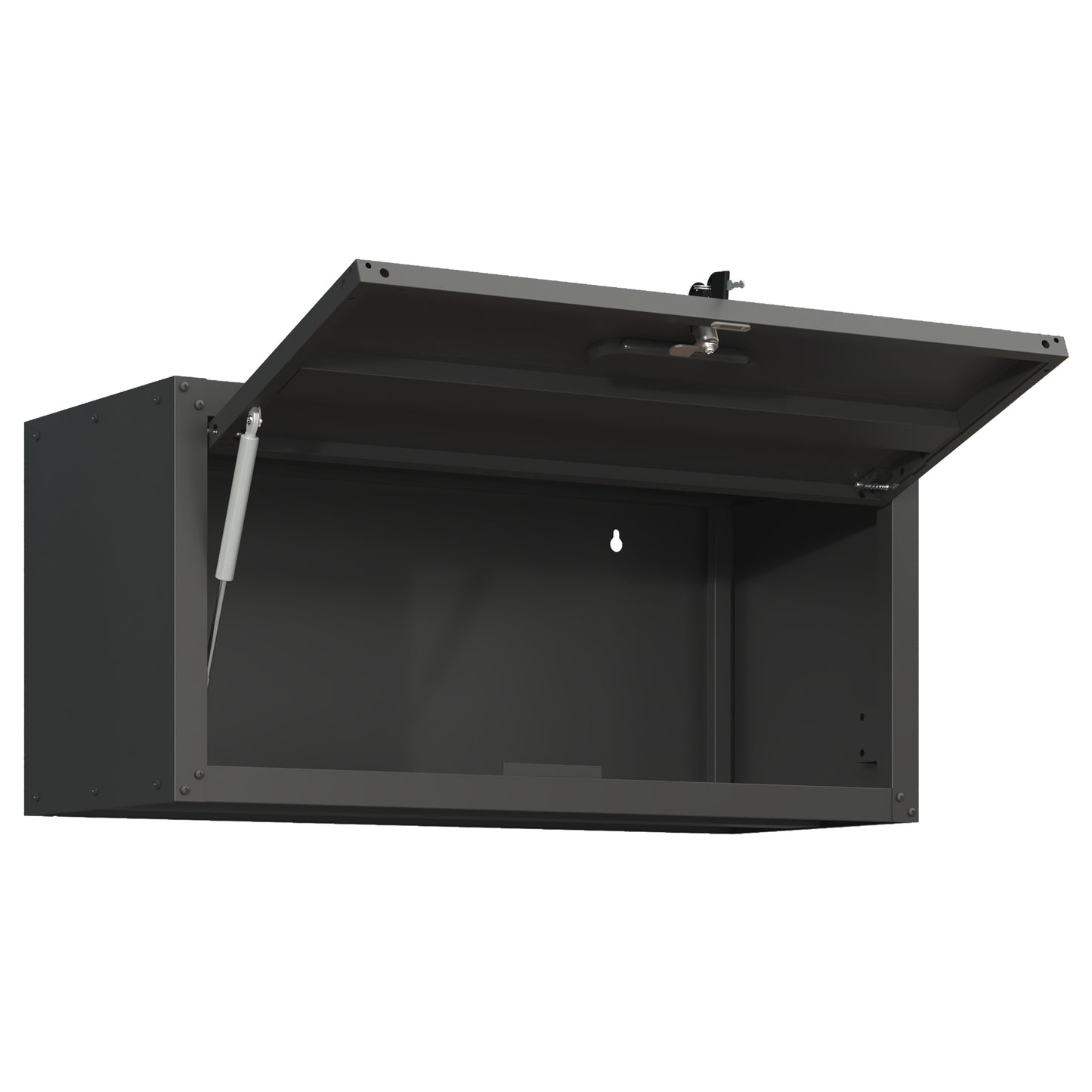 VIYET 13"H Heavy-Duty Wall-Mounted Metal Cabinet - Hydraulic Lift Door + Lock, Modern Black Storage for Garage/Workshop/Utility Room/Pantry