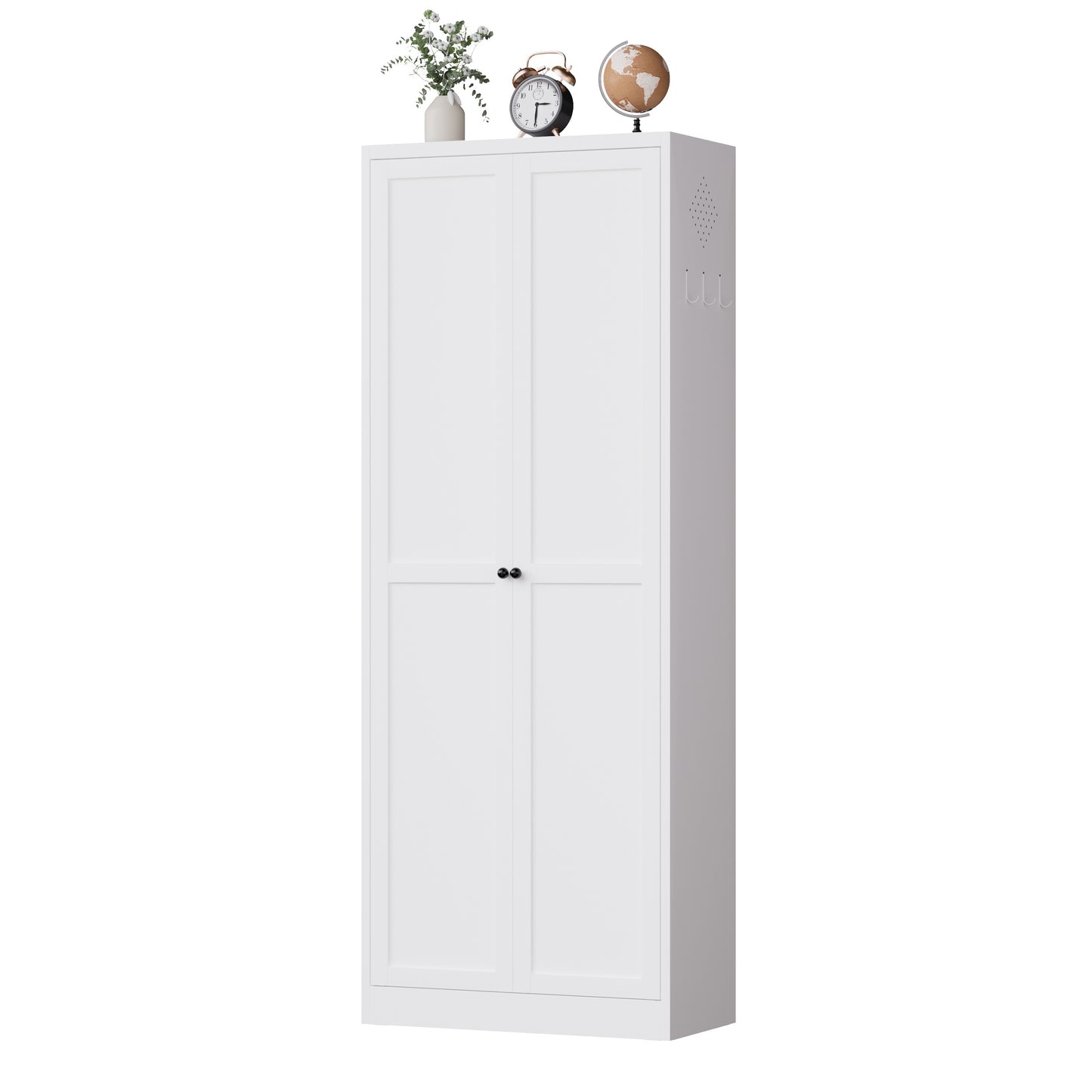 VIYET 72" Metal Pantry Cabinet with Doors, White Kitchen Storage Cabinet, Freestanding Organizer with 5 Adjustable Shelves
