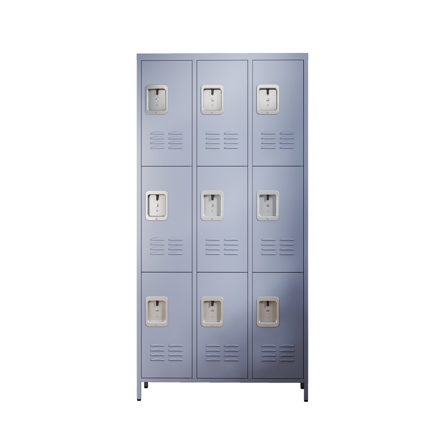 VIYET 72" Metal Storage Locker, 9 Door Lockable Employee Locker Cabinet, Freestanding Steel Locker for School, Office, Gym & Garage, Gray