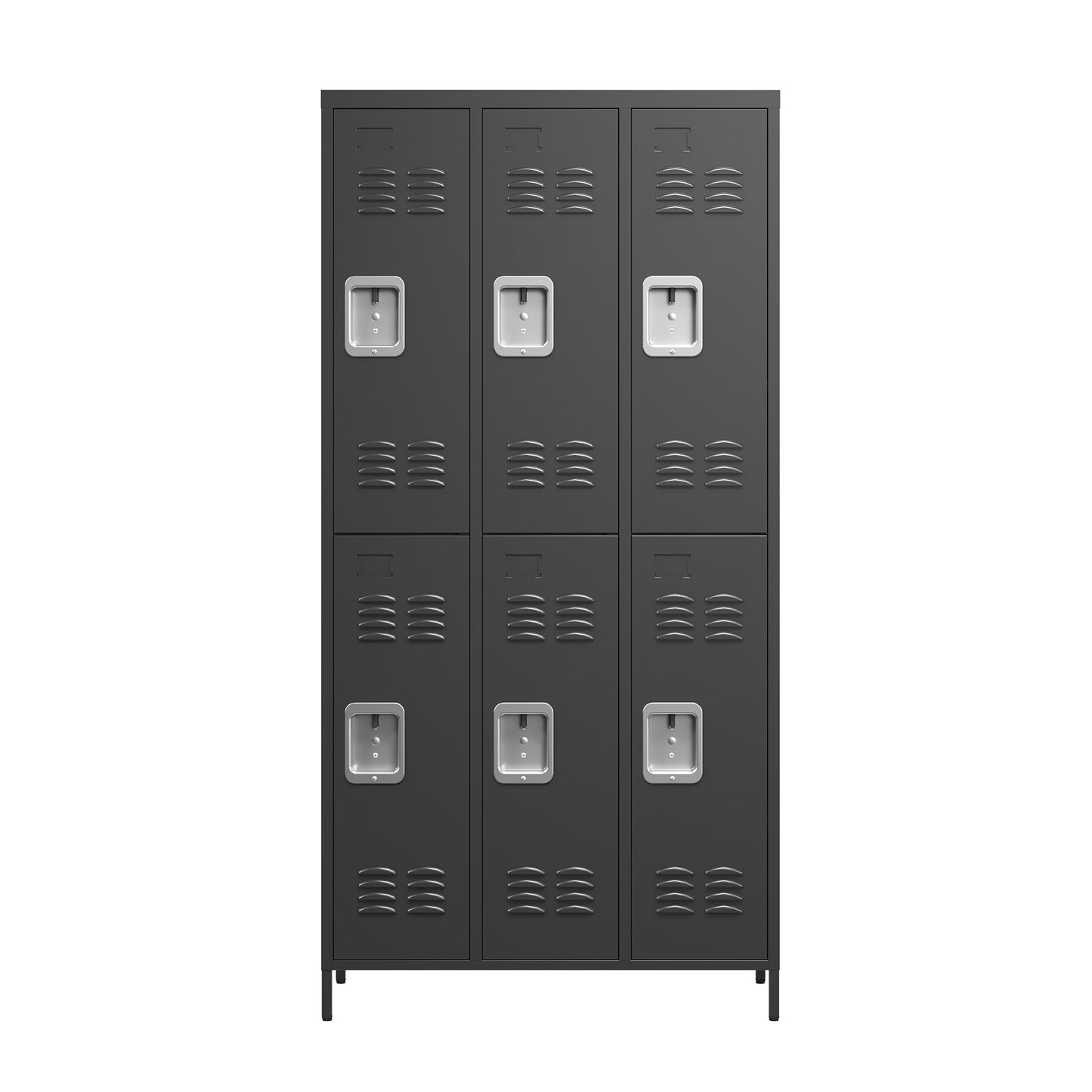VIYET 72" 6 Door Metal Storage Locker Cabinet with Locks, Freestanding Employee Locker for Office, School, Gym, Garage & Home, Black