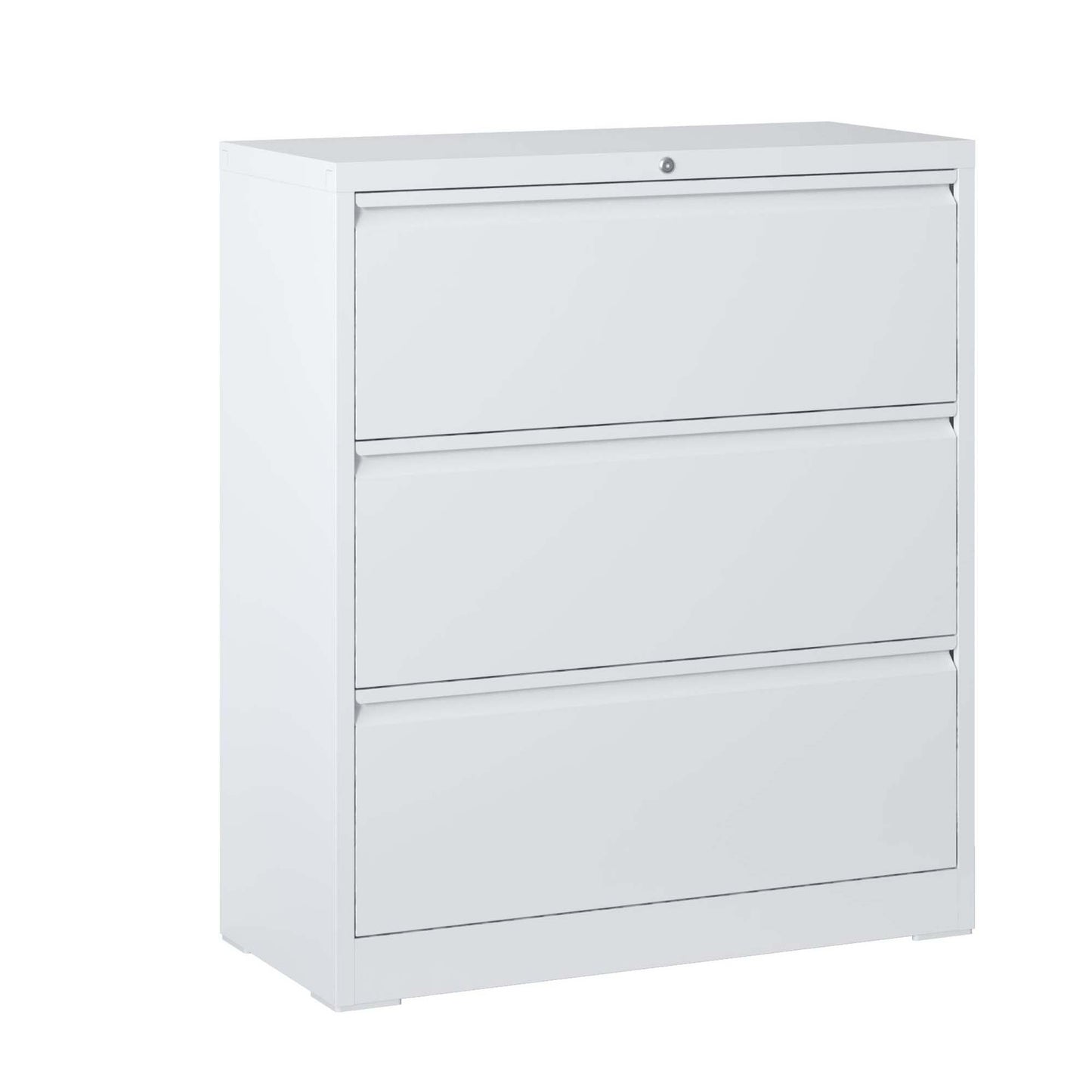 VIYET - 35"W 3-Drawer Lateral File Cabinet with Lock, Metal Filing Cabinet for Home Office, Fits Legal/Letter/A4/F4, White