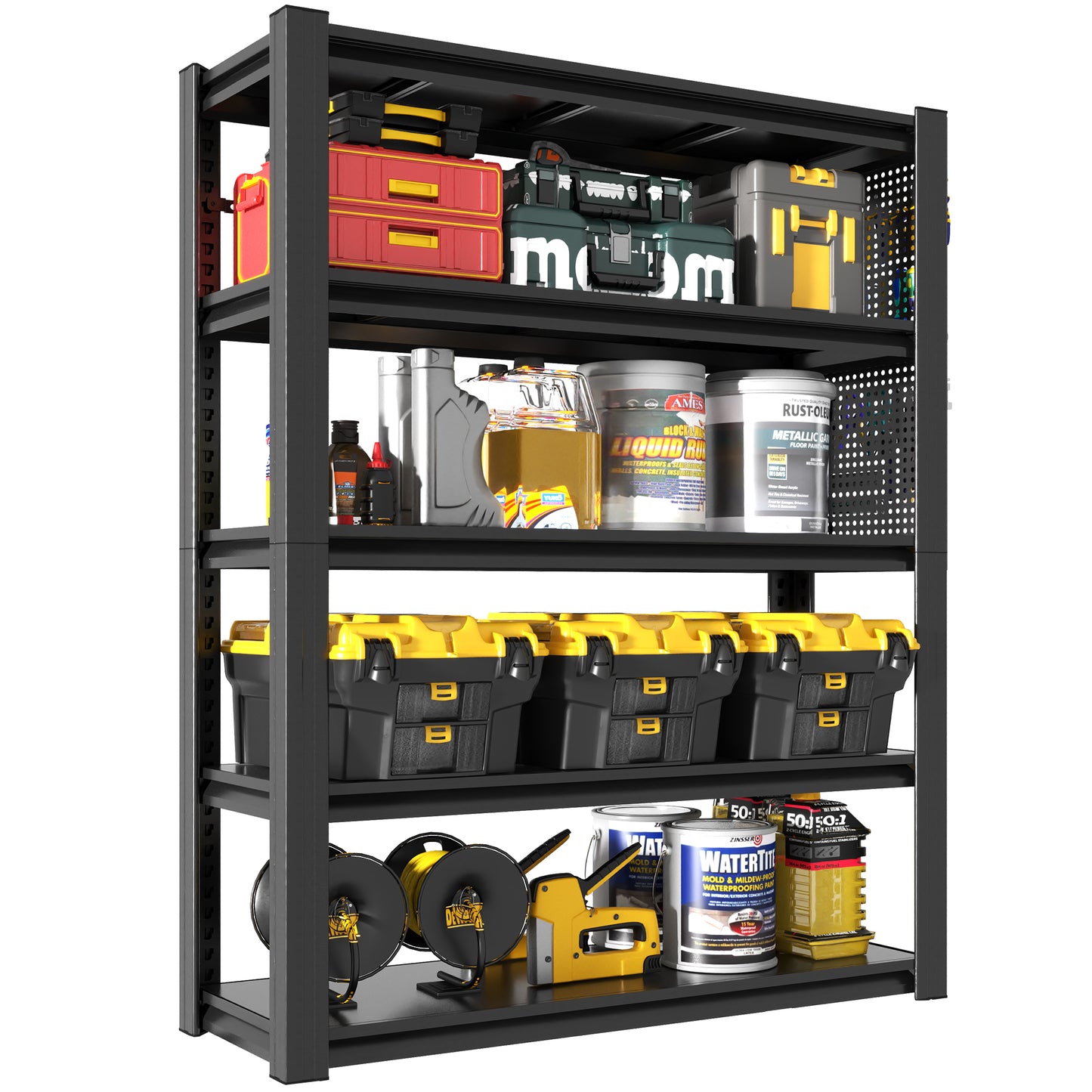 VIYET 78"H 5-Tier Heavy-Duty Metal Shelving with Pegboard- 2000LBS Total Capacity (400LBS/Shelf), Adjustable Multipurpose Storage Rack for Garage/Warehouse/Office/Kitchen - 47.2"W×18"D