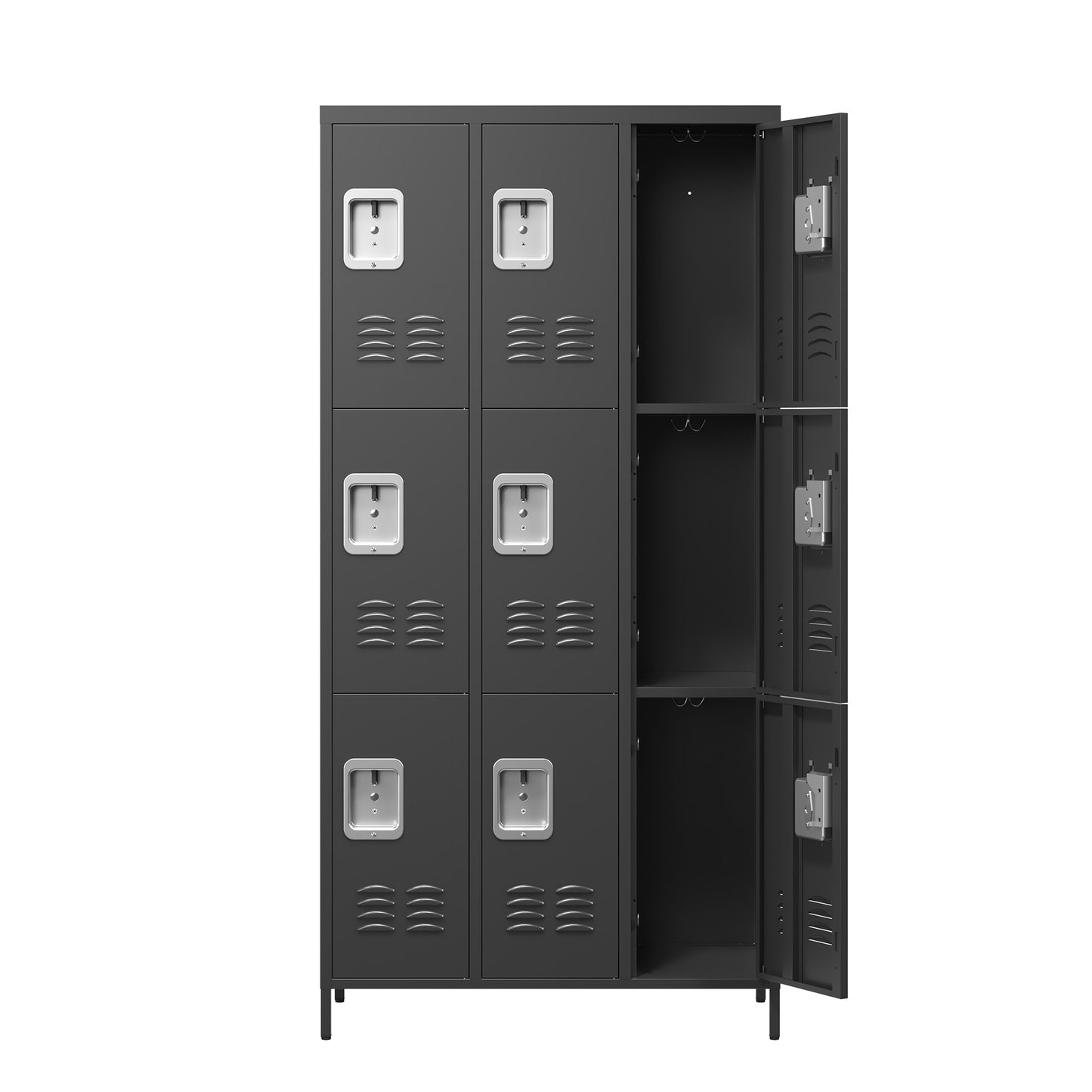 VIYET 72" 9 Door Metal Storage Locker Cabinet with Locks, Freestanding Steel Employee Locker for School, Office, Gym & Garage, Black