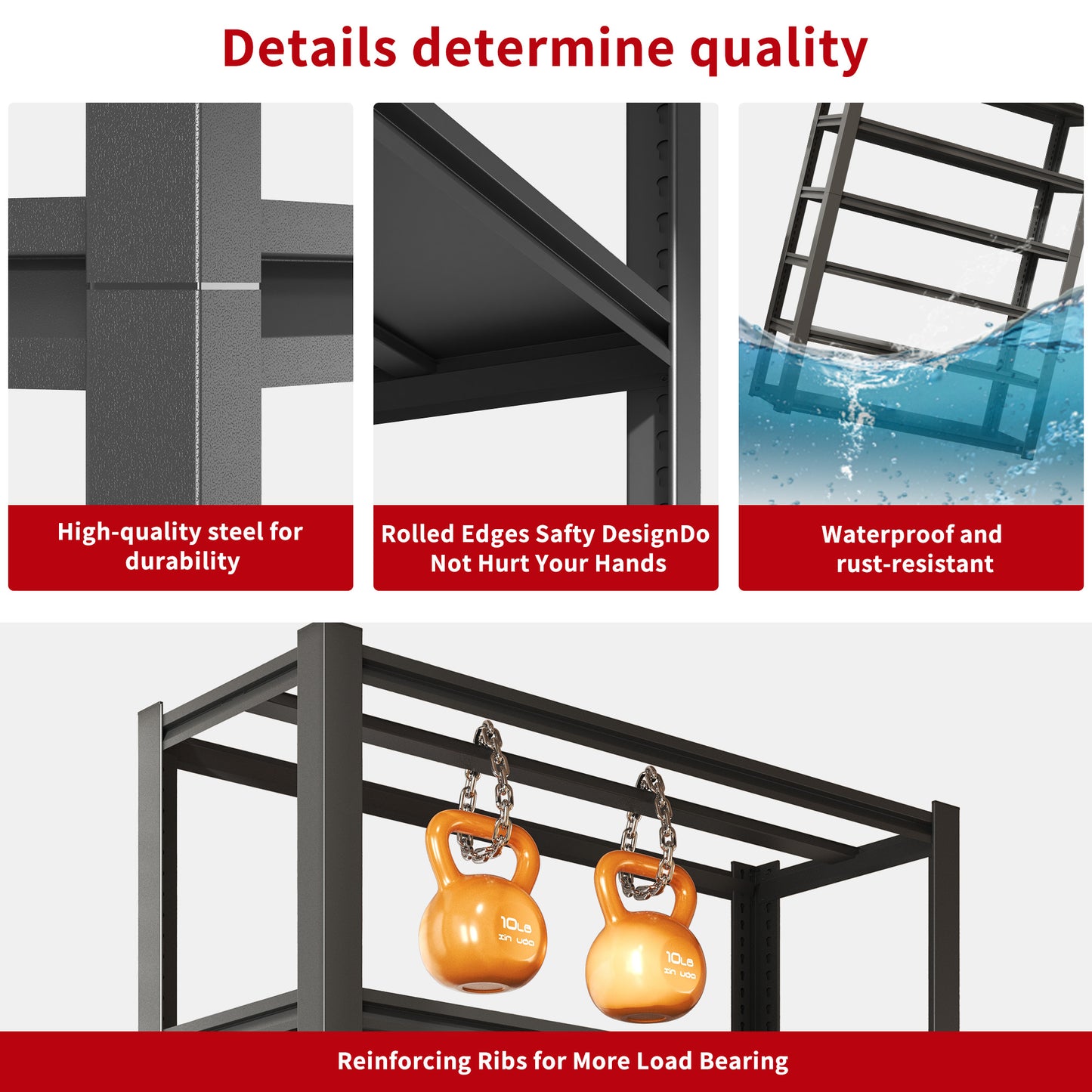 VIYET 82" Heavy Duty 6 Tier Metal Storage Shelves 2400LBS Industrial Garage Shelving Unit Adjustable Steel Storage Rack