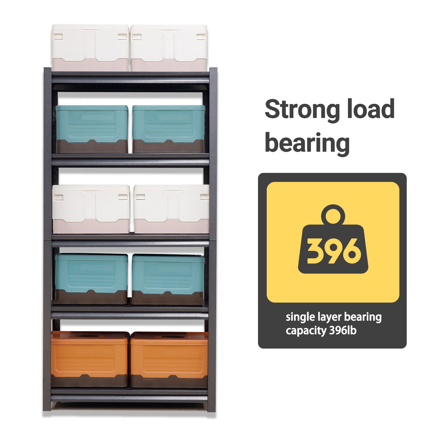 VIYET 63" 5-Tier Heavy-Duty Metal Storage Shelves - 2000lbs Capacity Adjustable Shelving Unit for Garage, Kitchen & Pantry, Black